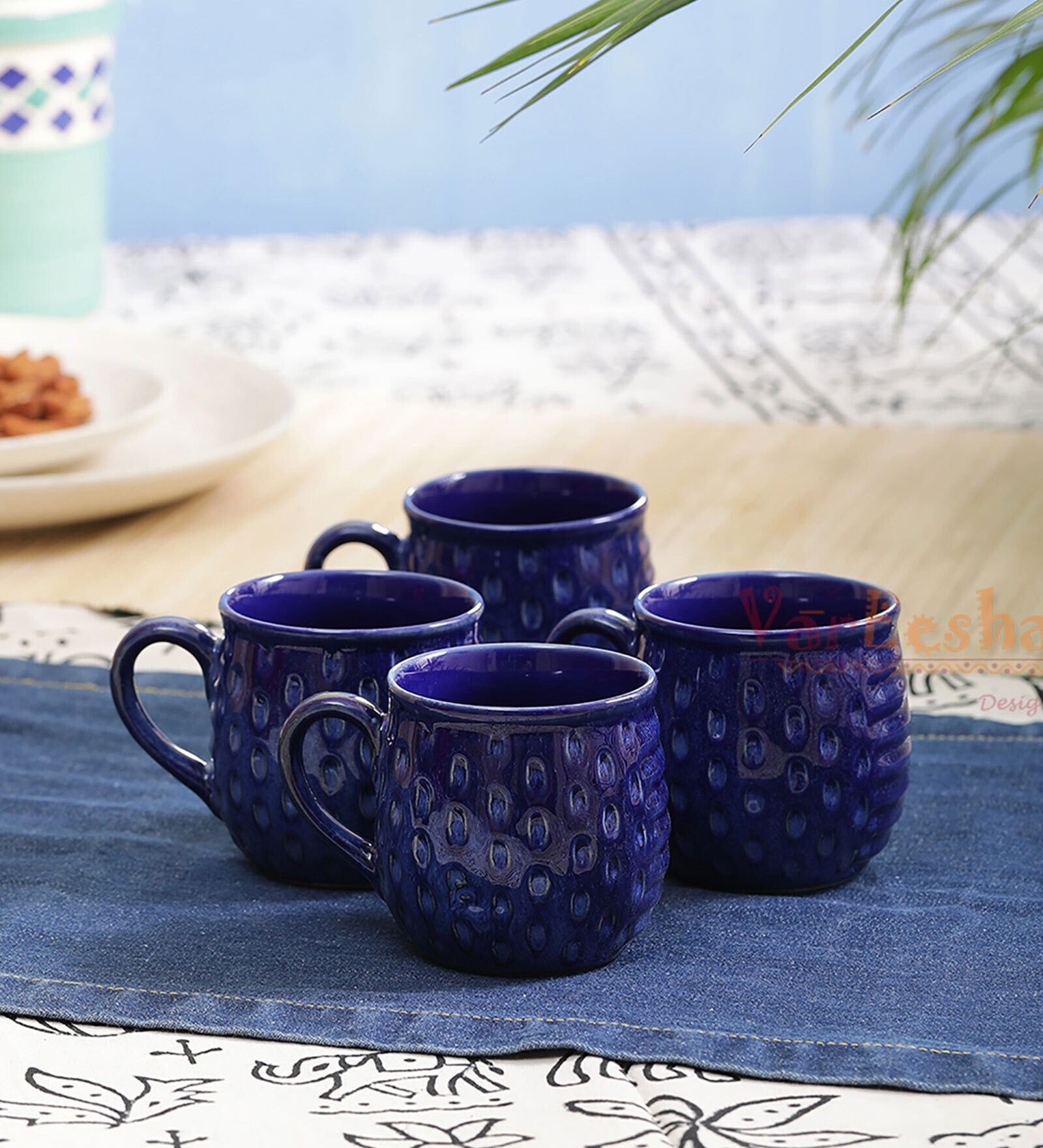 Shaded 175ml Blue Ceramic (Set of 4) Coffee Mug