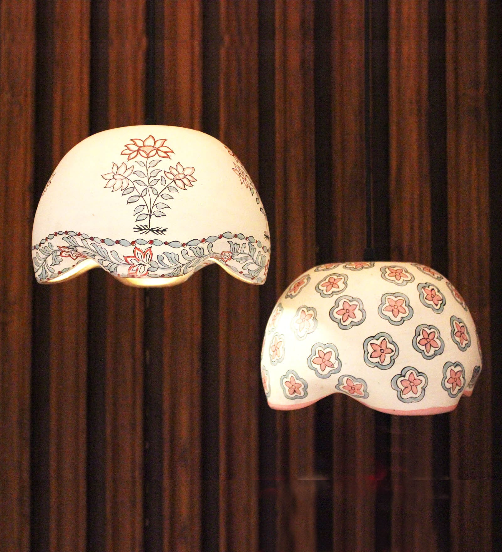 Hand Painted Terracotta Cluster Hanging Light Hand Painted Terracotta Cluster Hanging Light