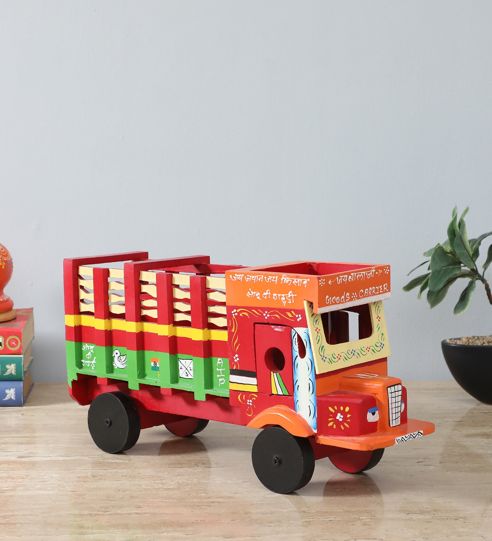 Hand Painted Wooden Truck Tall With Storage Box