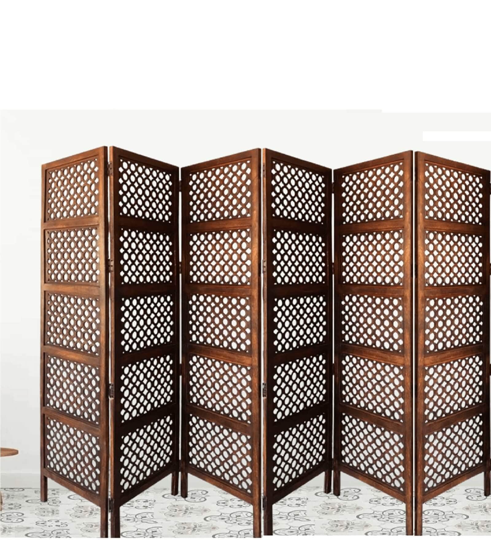 Ring Jali Brown Wood Divider Panel