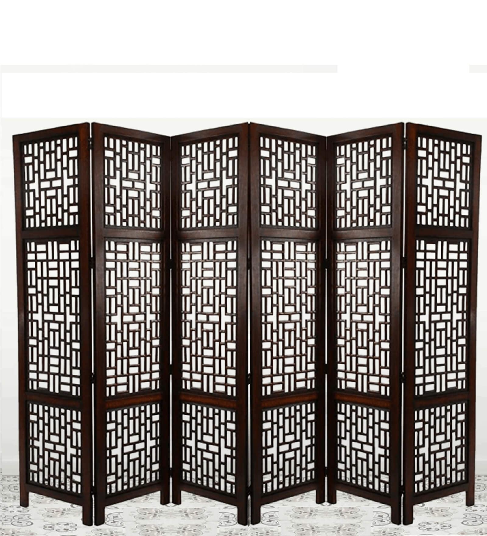 Abstract Maze Jali Brown Wood Divider Panel