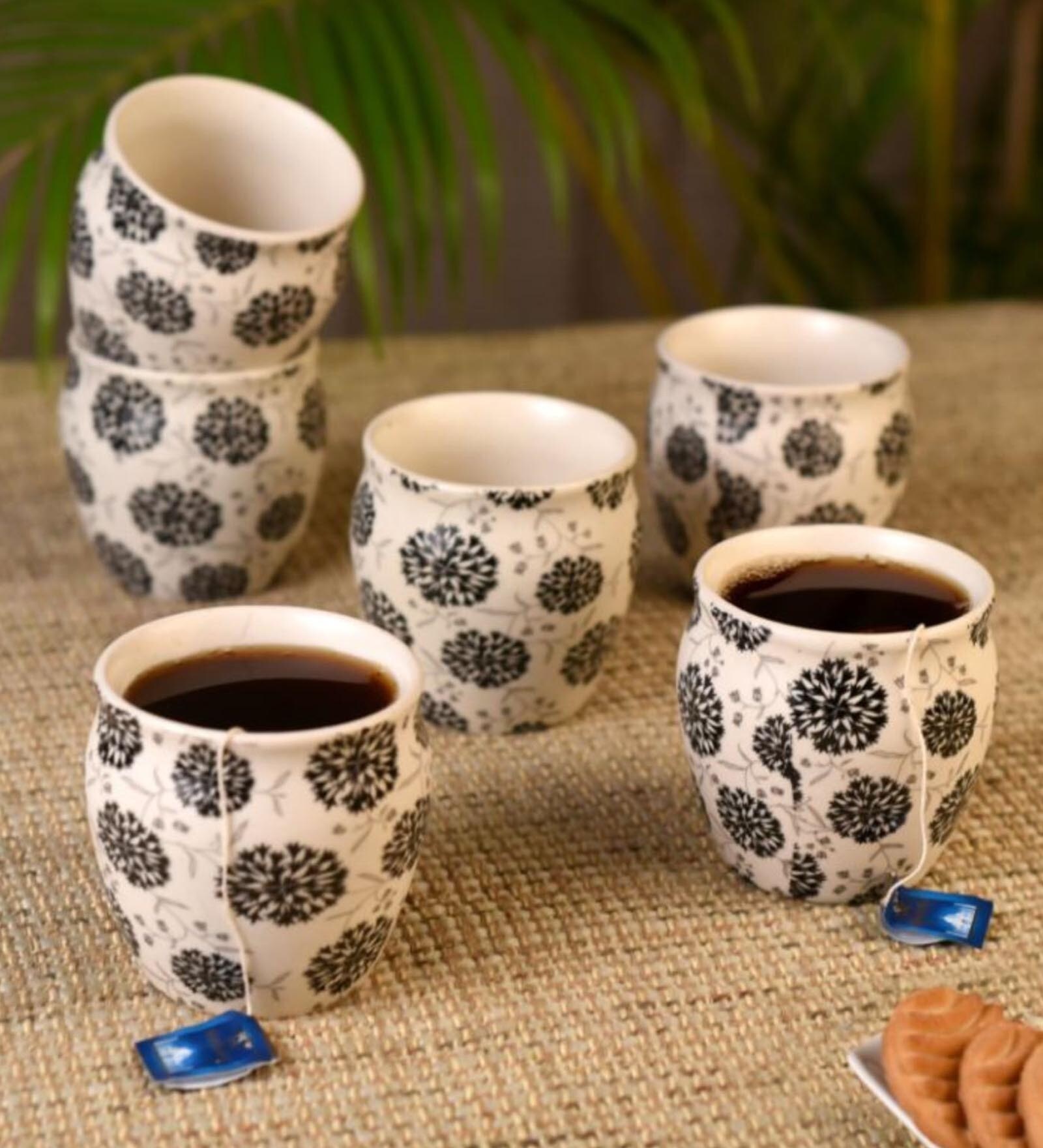 Handcrafted 50Ml Multicolor Ceramic (Set Of 6) Kullad