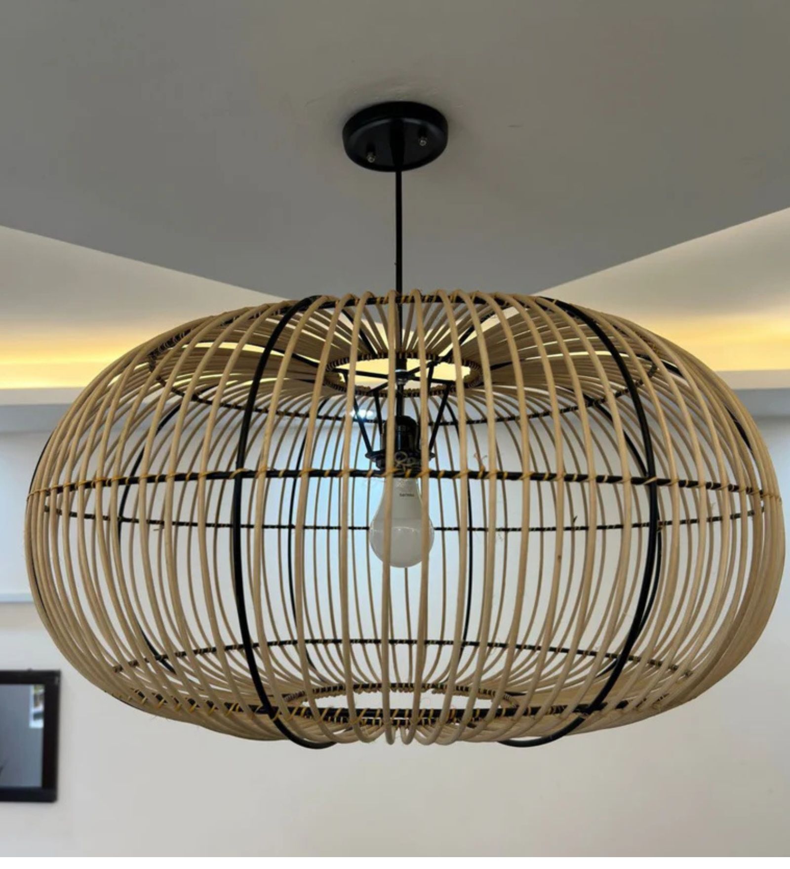 Handcrafted Bamboo Rattan Pendant Lamp (Beige)