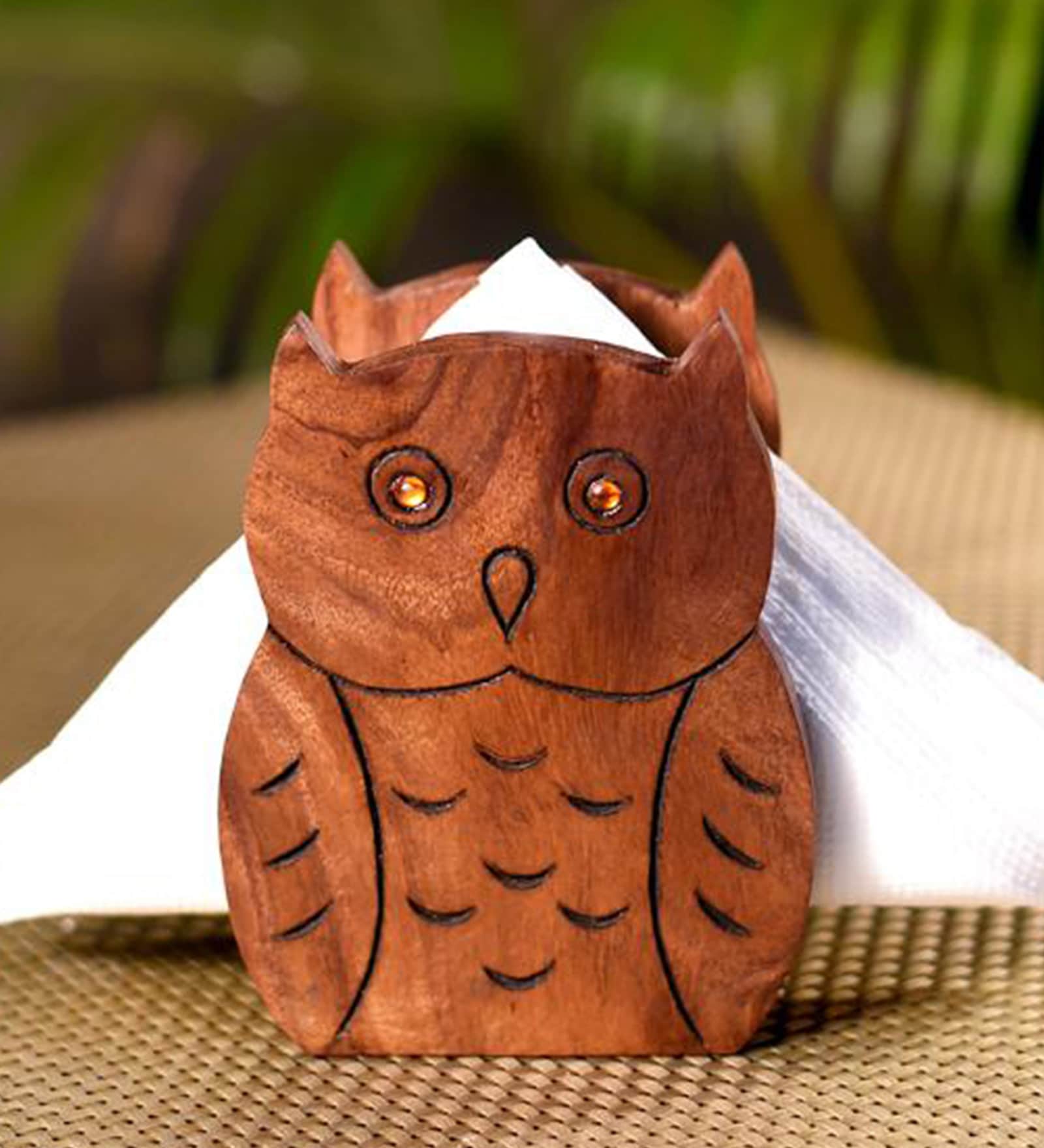Handcrafted Brown Colour Sheesham Wood Tissue Holder