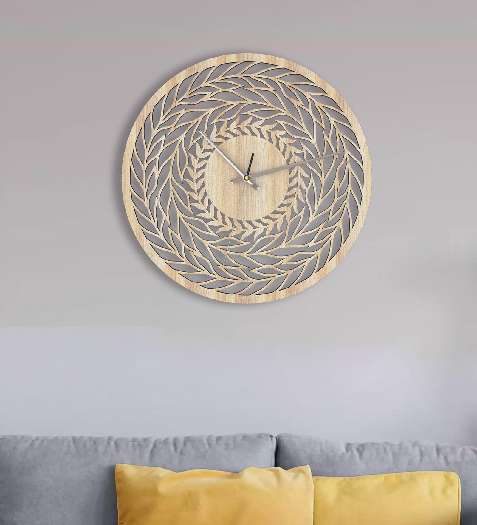 Mystic Handcrafted Cream Colour MDF Wall Clock
