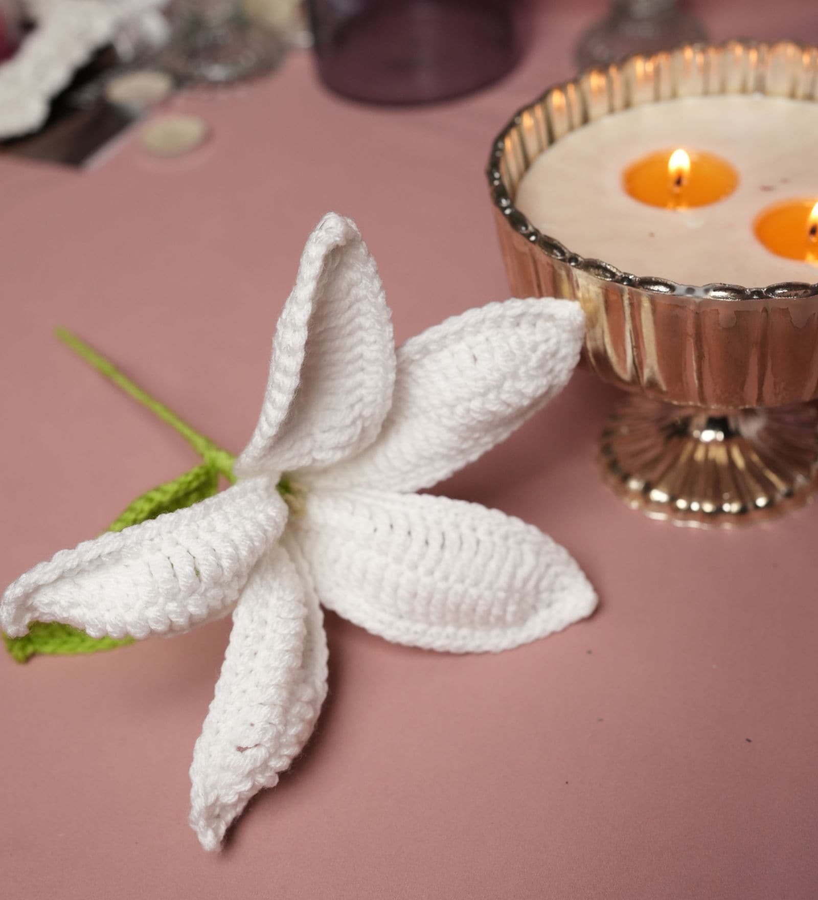 White Lily Handcrafted Crochet Flower