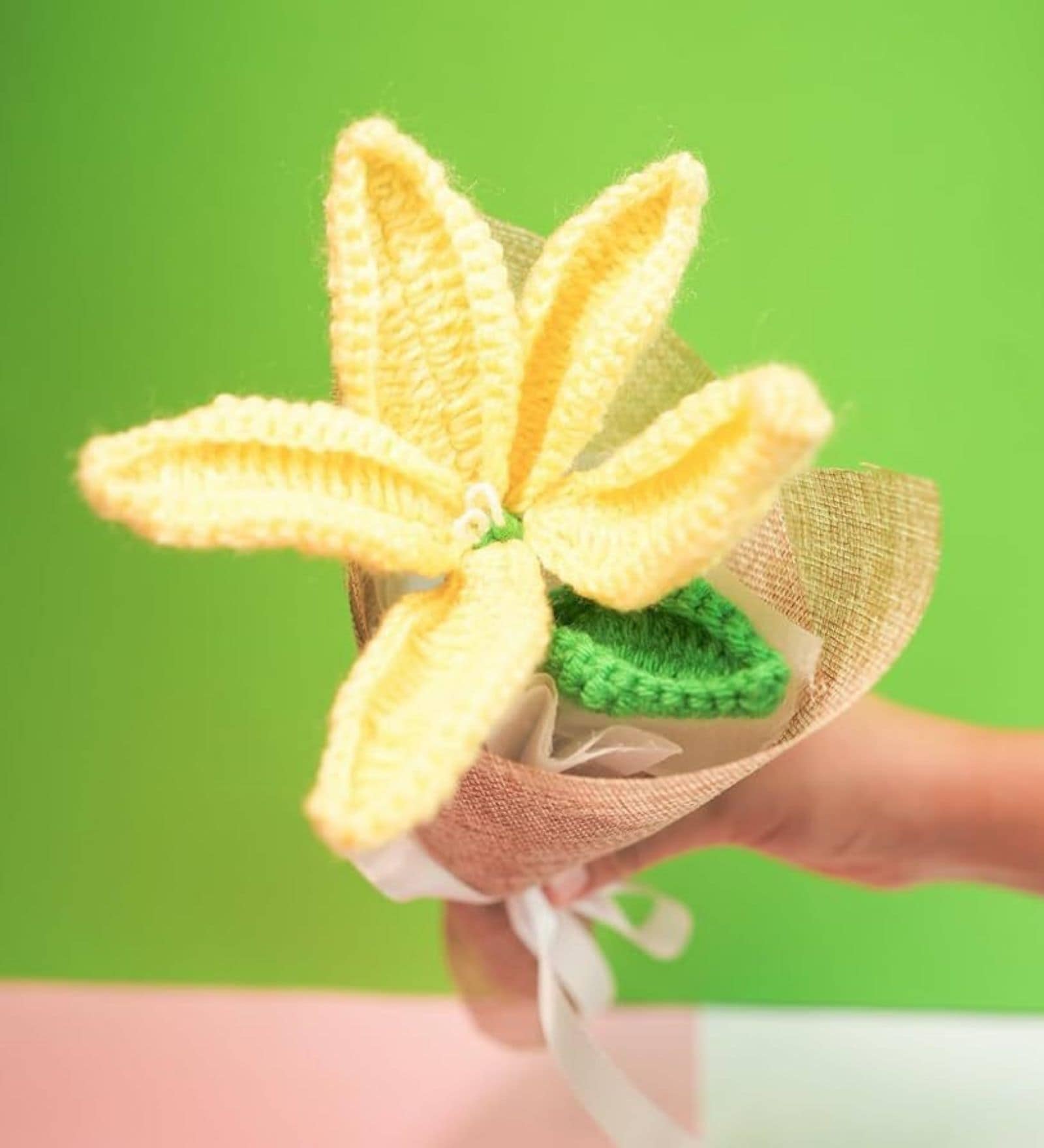 Yellow Lily Handcrafted Crochet Flower