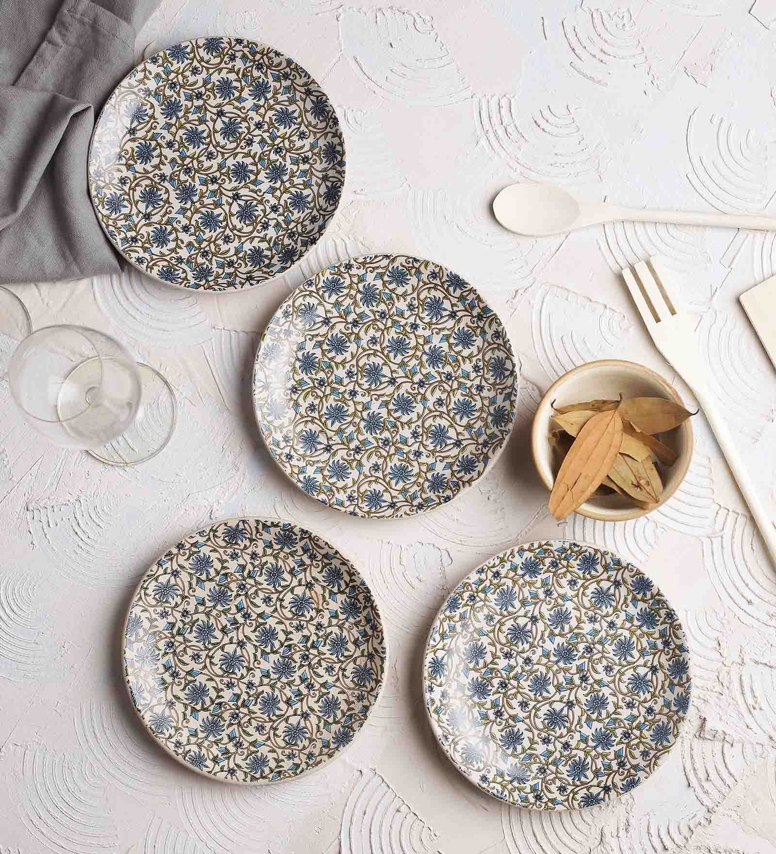 Decal Floral (Set of 4) Stoneware Side Plate