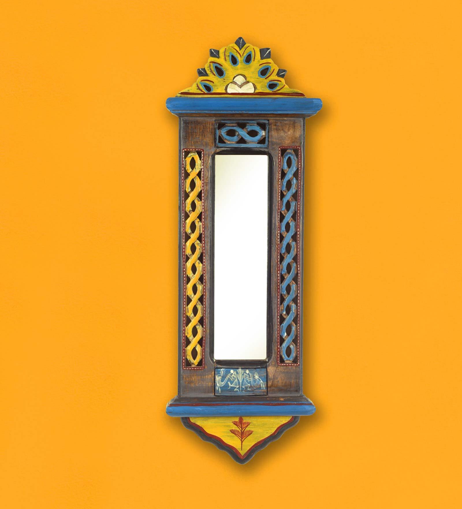 Multicolour Wood Handcrafted Jharokha Wall Mirror