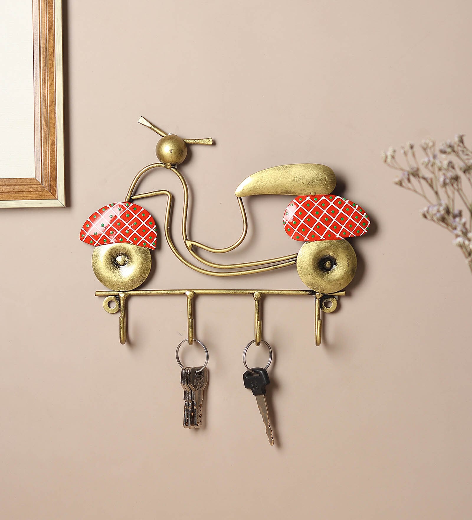 (1Pc) Pink Metal Scotty Modern Wall Mount Key Holder