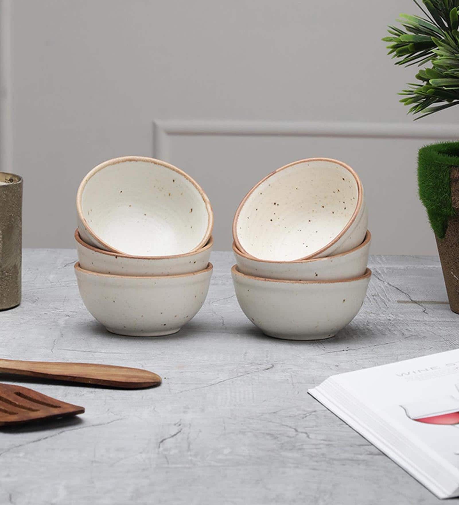 Handcrafted Matte 260ml White Ceramic (Set of 6) Dinner Bowl
