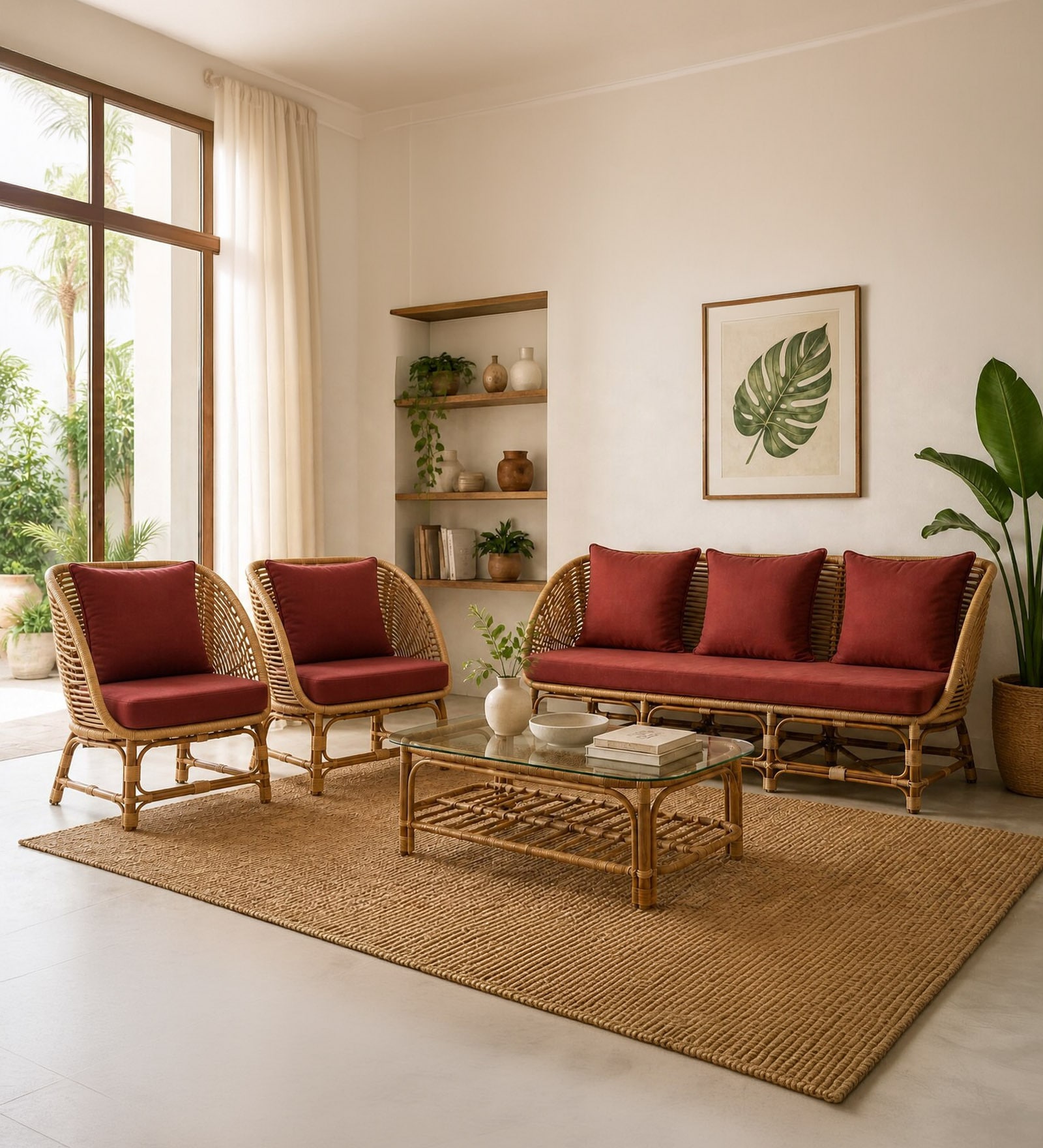 Handcrafted Natural Rattan 3+1+1 Seater Sofa Set Handcrafted Natural Rattan 3+1+1 Seater Sofa Set