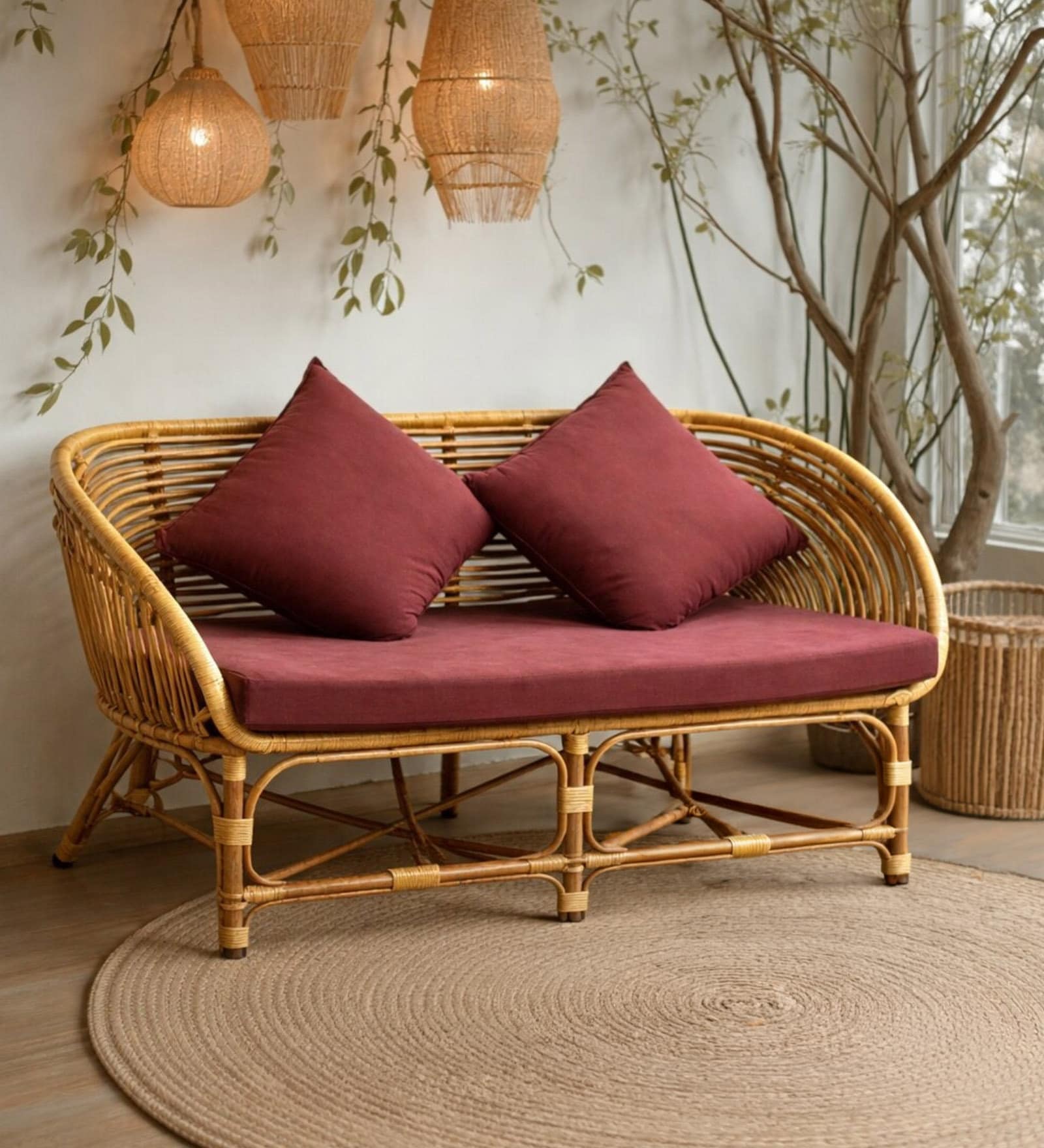 Natural Rattan Handcrafted 2 Seater Sofa Natural Rattan Handcrafted 2 Seater Sofa