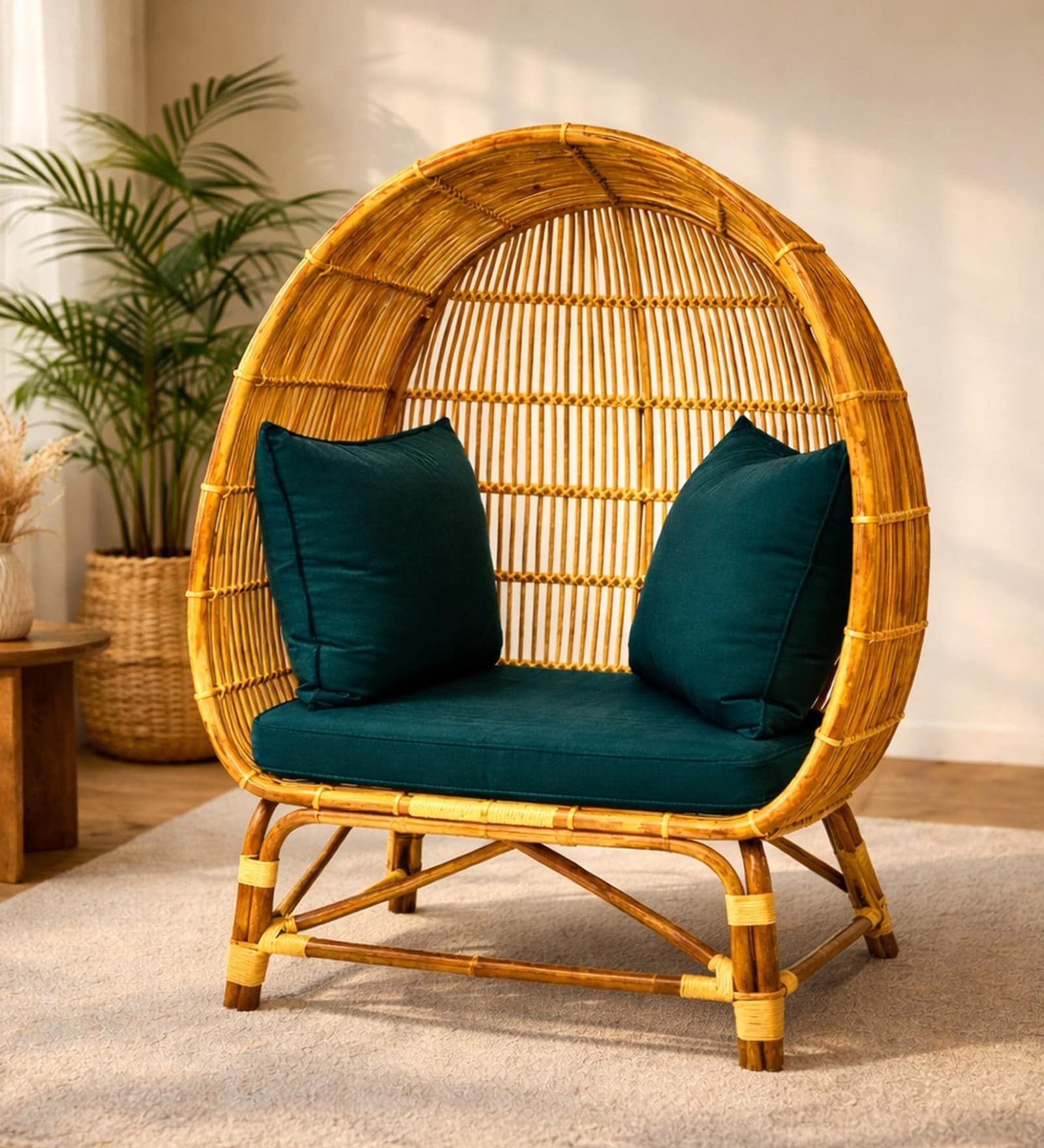 Handcrafted Rattan Egg Chair 1 Seater In Natural Brown Finish Handcrafted Rattan Egg Chair 1 Seater In Natural Brown Finish