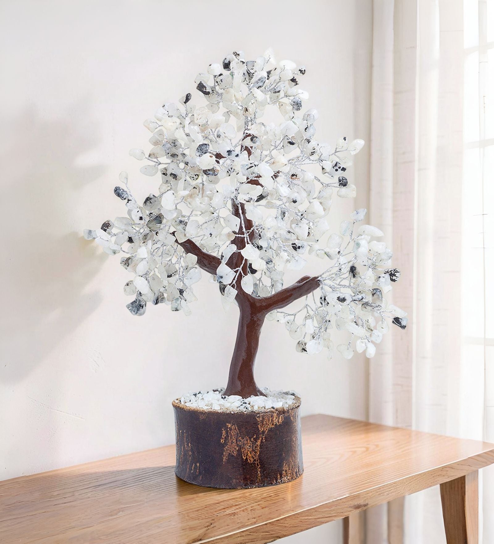 Handcrafted Studded Tree Stone Table Accent