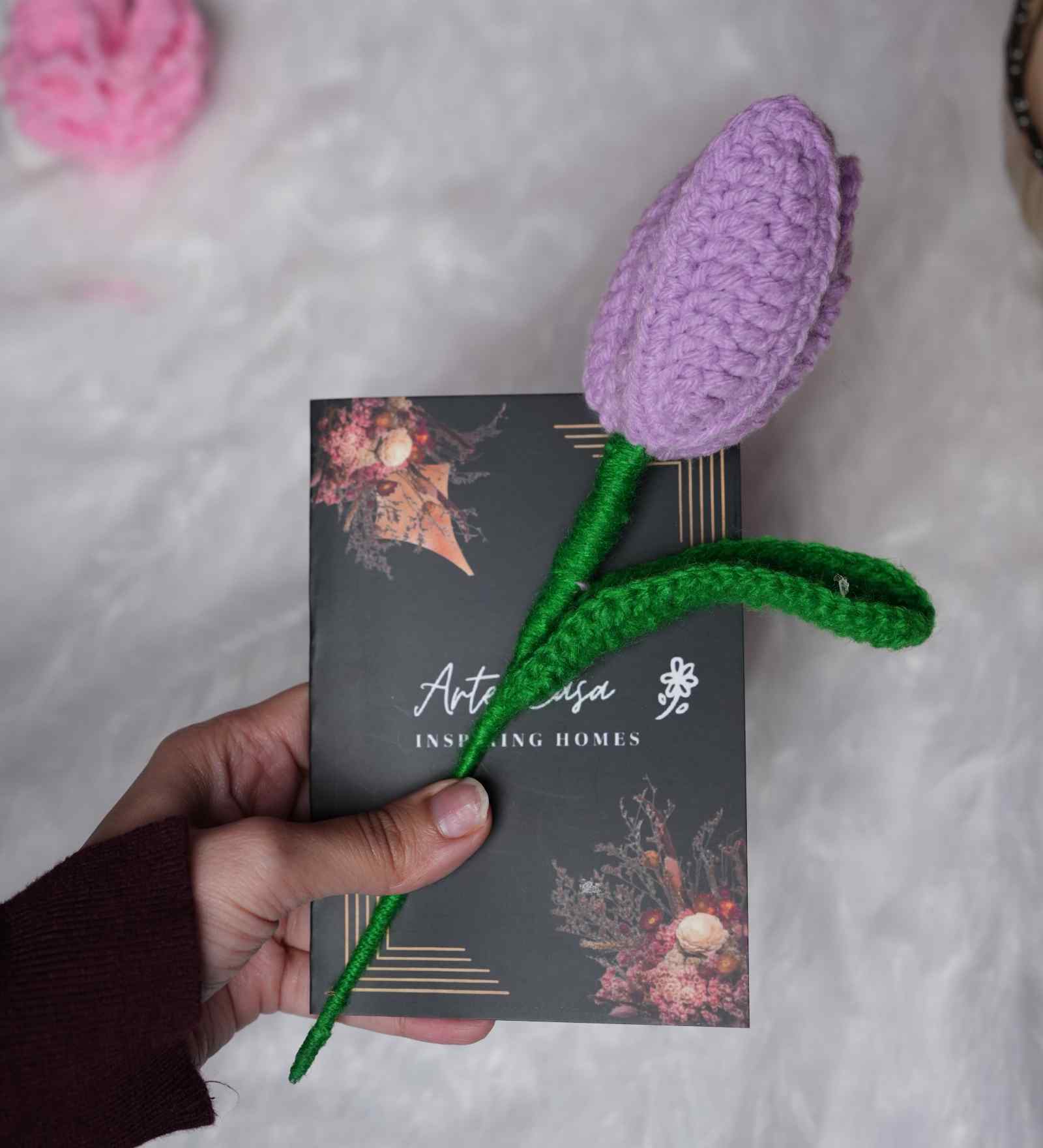 Dark Purple Tulip Handcrafted Crochet Flower