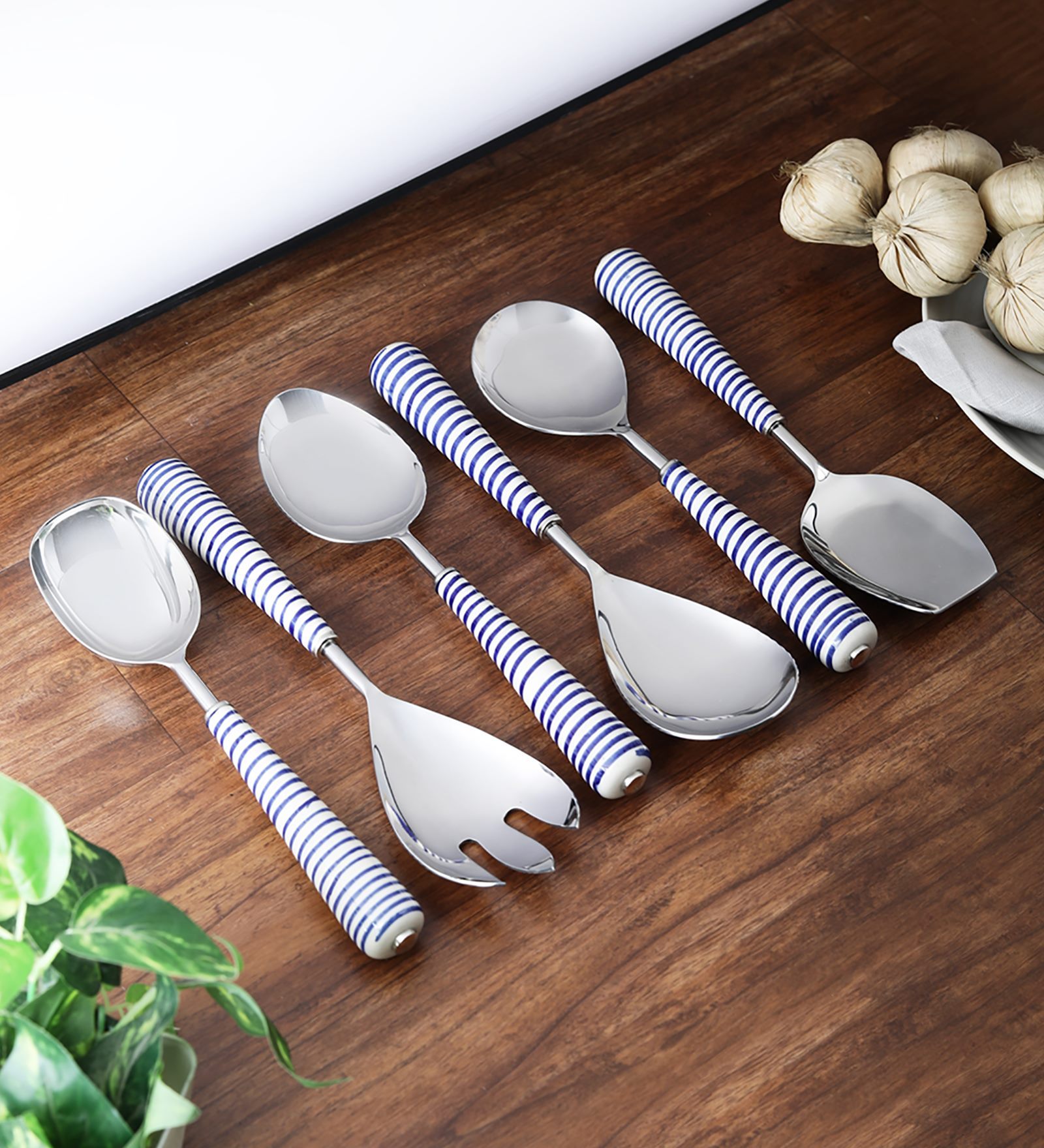 Buy Stainless Steel Handmade Spiral Spoons Set of 6 by VarEesha Online