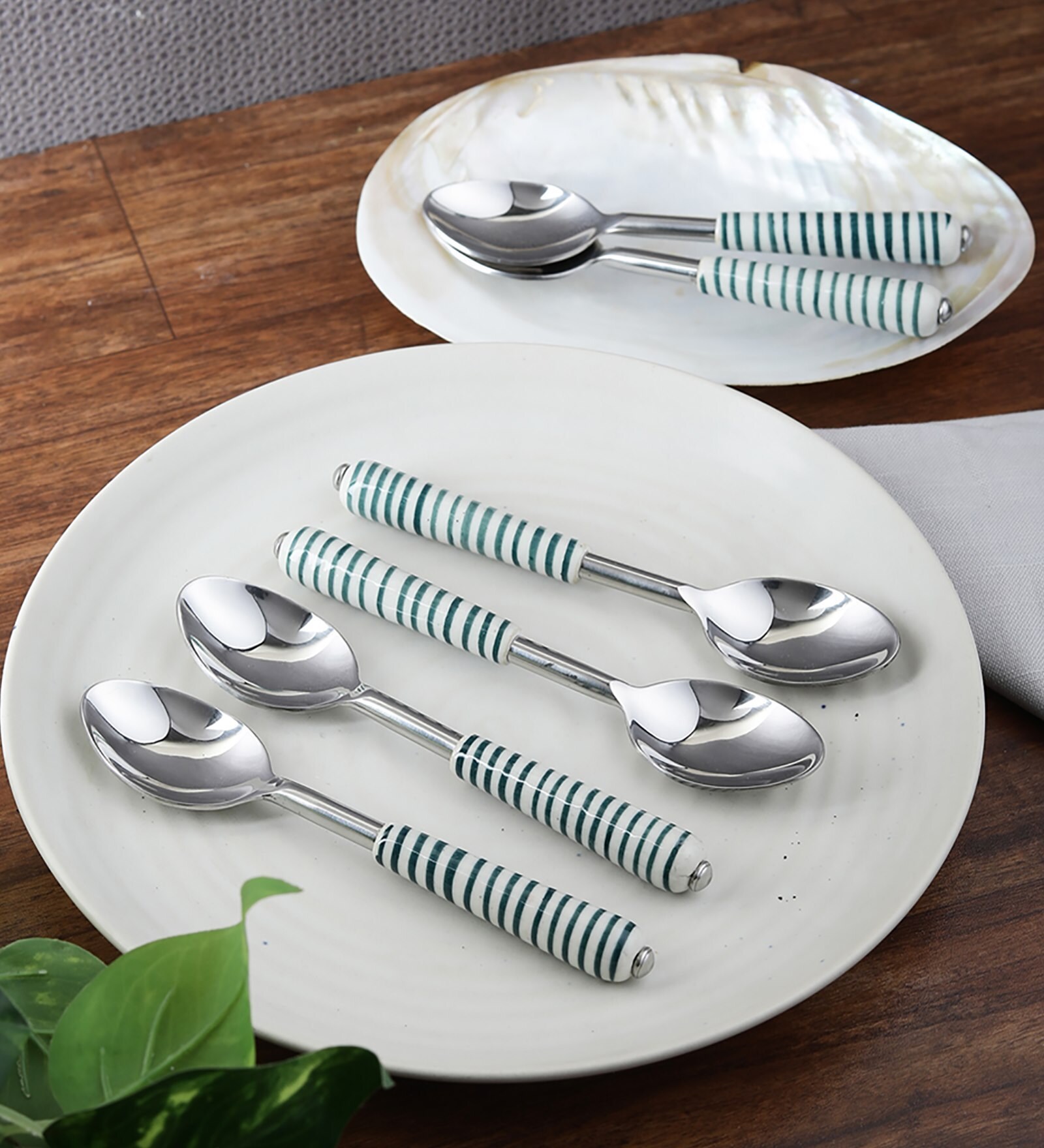 Buy Stainless Steel Handmade Spiral Spoons Set of 6 by VarEesha Online