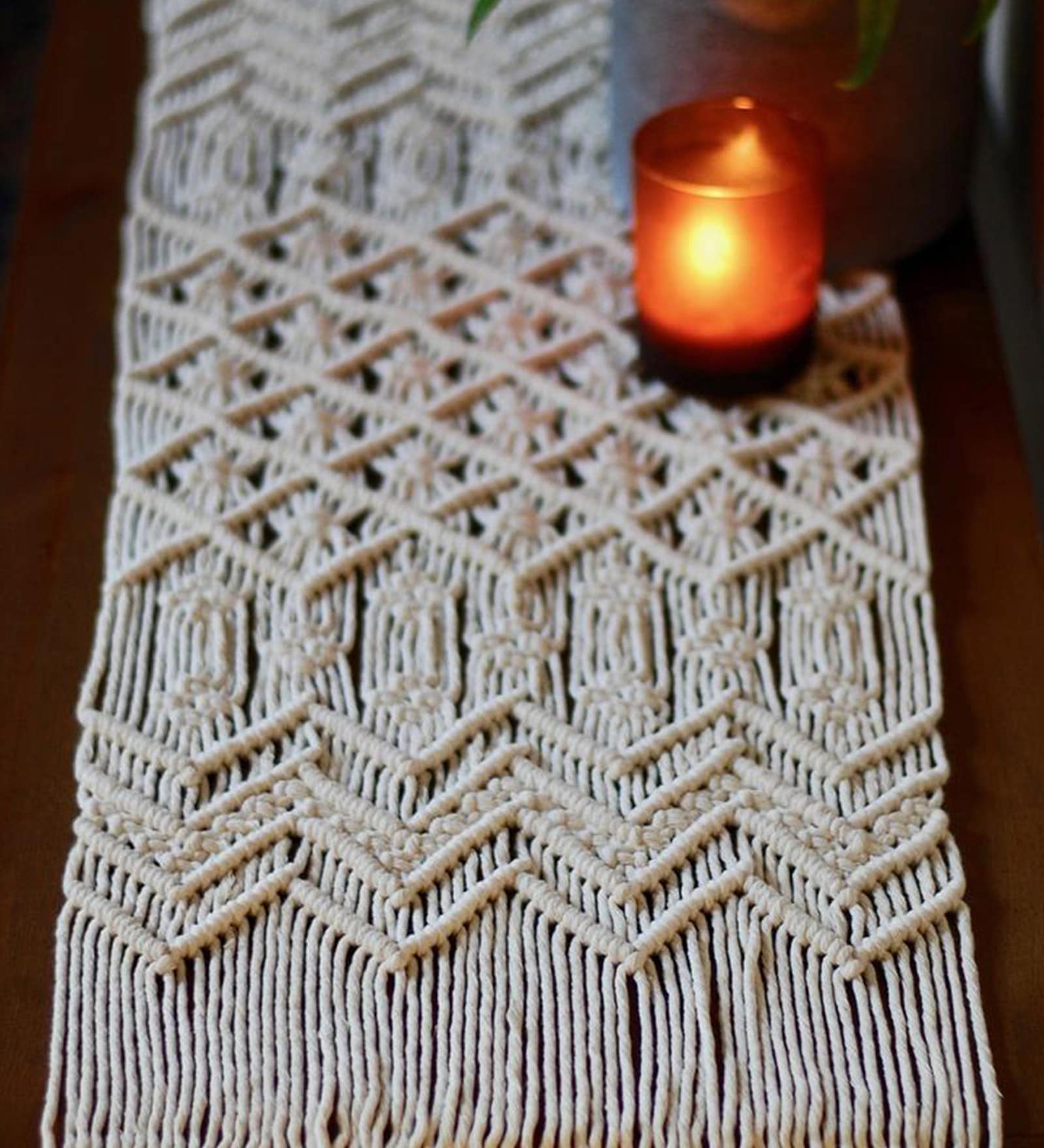 Bunia Handmade (78x14) Off White Cotton Table Runner
