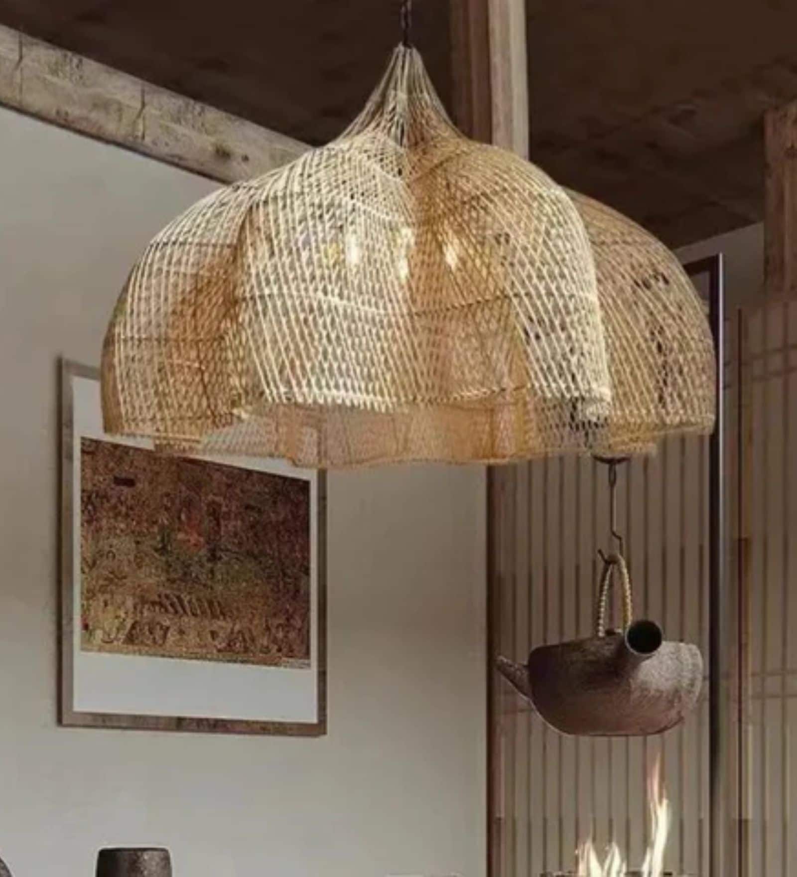 Handmade Rattan Chandelier Pendant Lamp (Beige and Brown) Handmade Rattan Chandelier Pendant Lamp (Beige and Brown)