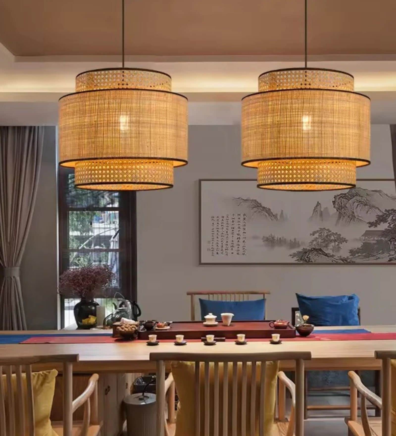 Handmade Rattan Pendant Lamp (Beige and Brown)