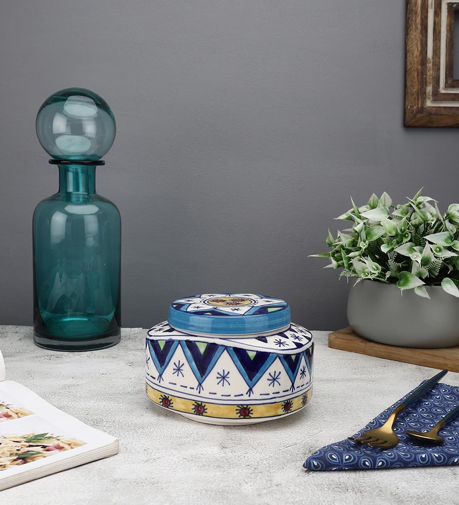Handpainted Ceramic Storage Jar