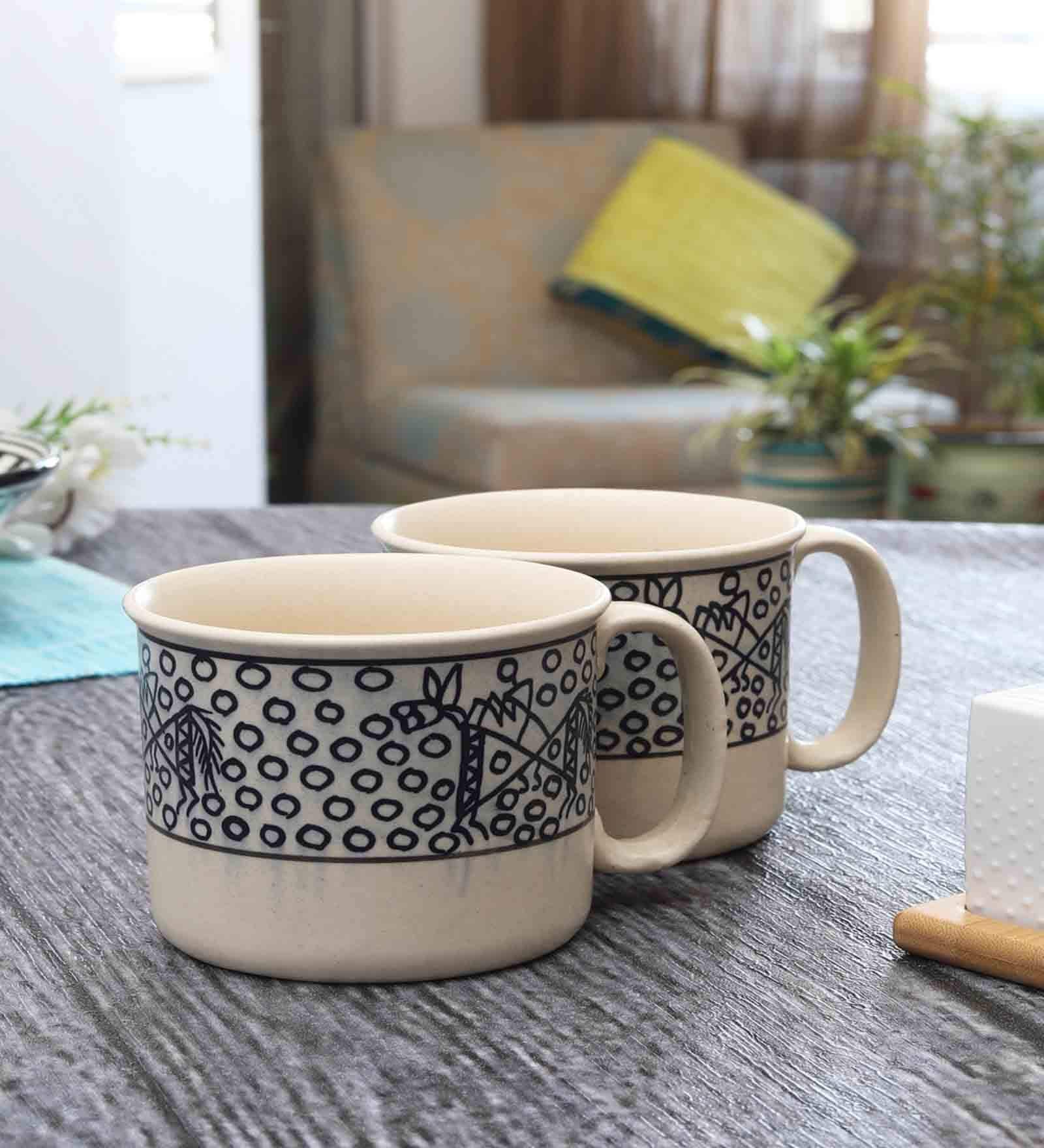 HandPainted Funky 500ml Multicolour (Set of 2) Ceramic Coffee Mug