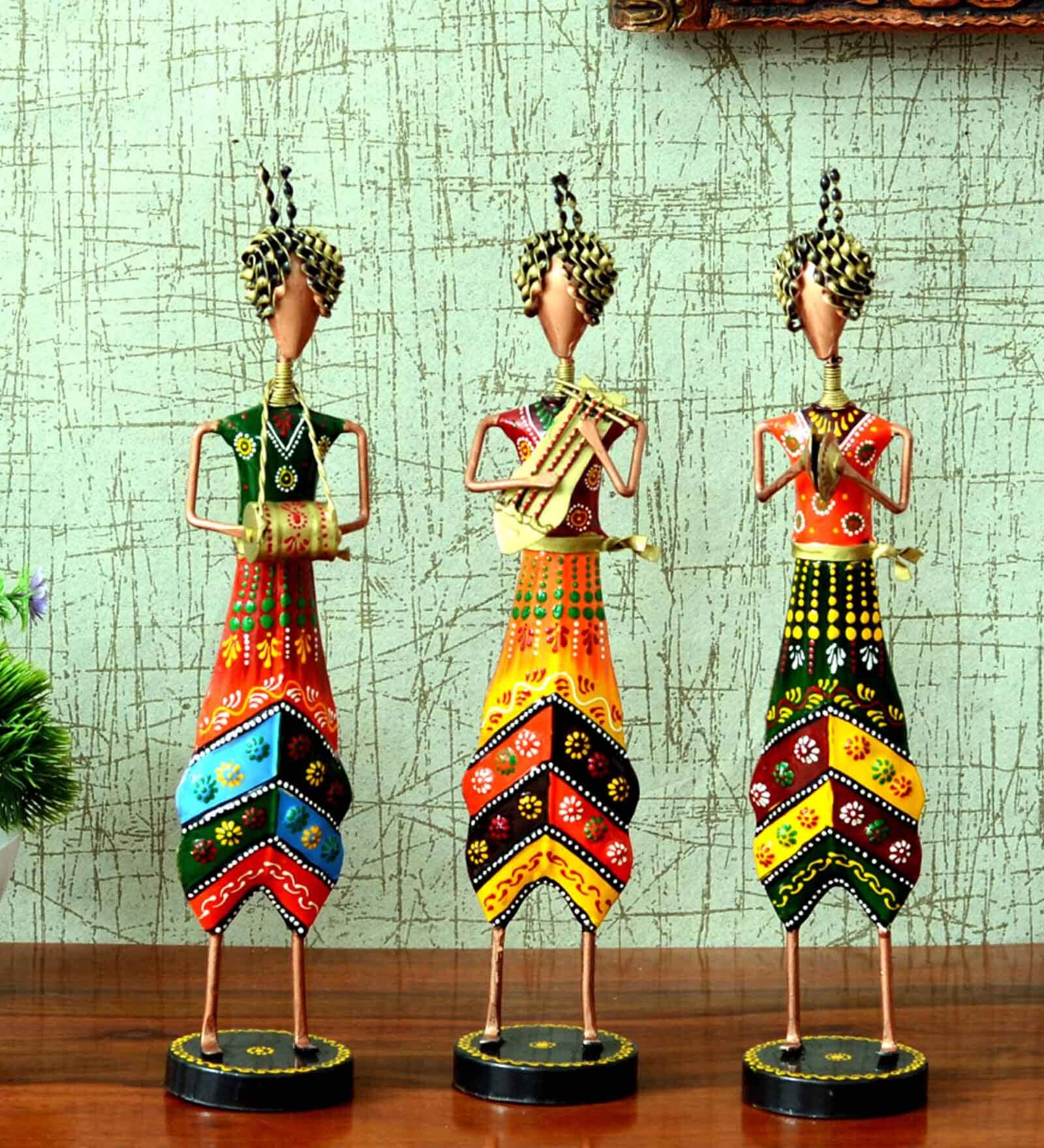 Handpainted Musician (Set of 3) Metal Figurine
