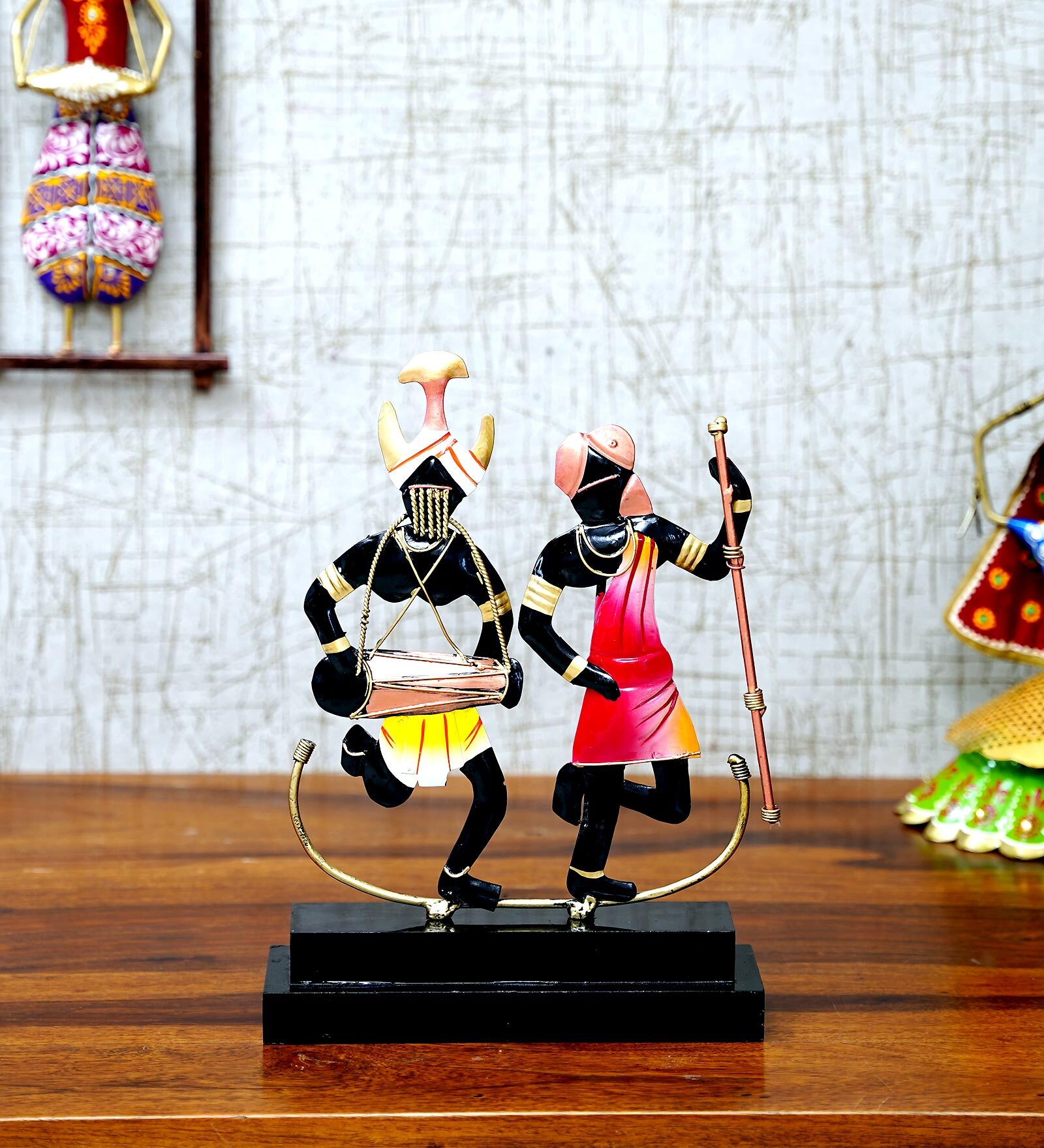Handpainted Tribal Ann Couple Metallic Showpiece