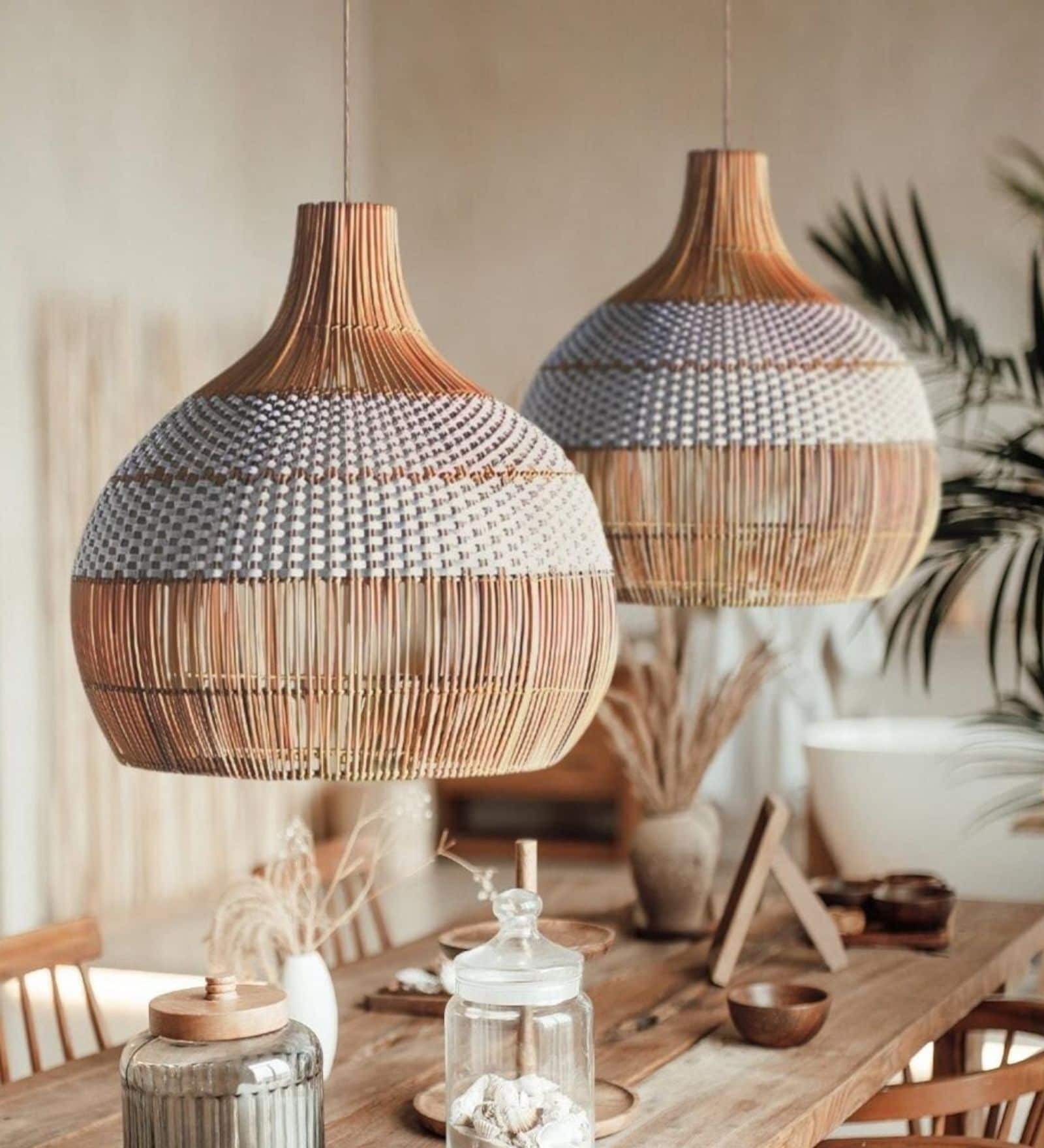 Handwoven Rattan Pendant Lamp (Beige and Brown) Handwoven Rattan Pendant Lamp (Beige and Brown)