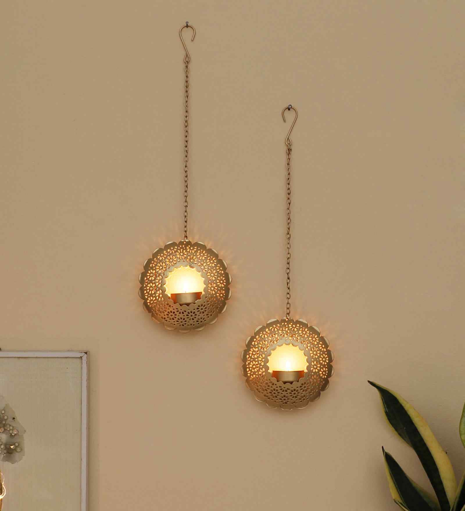 Hanging Round Etching Small Votive Set of 2