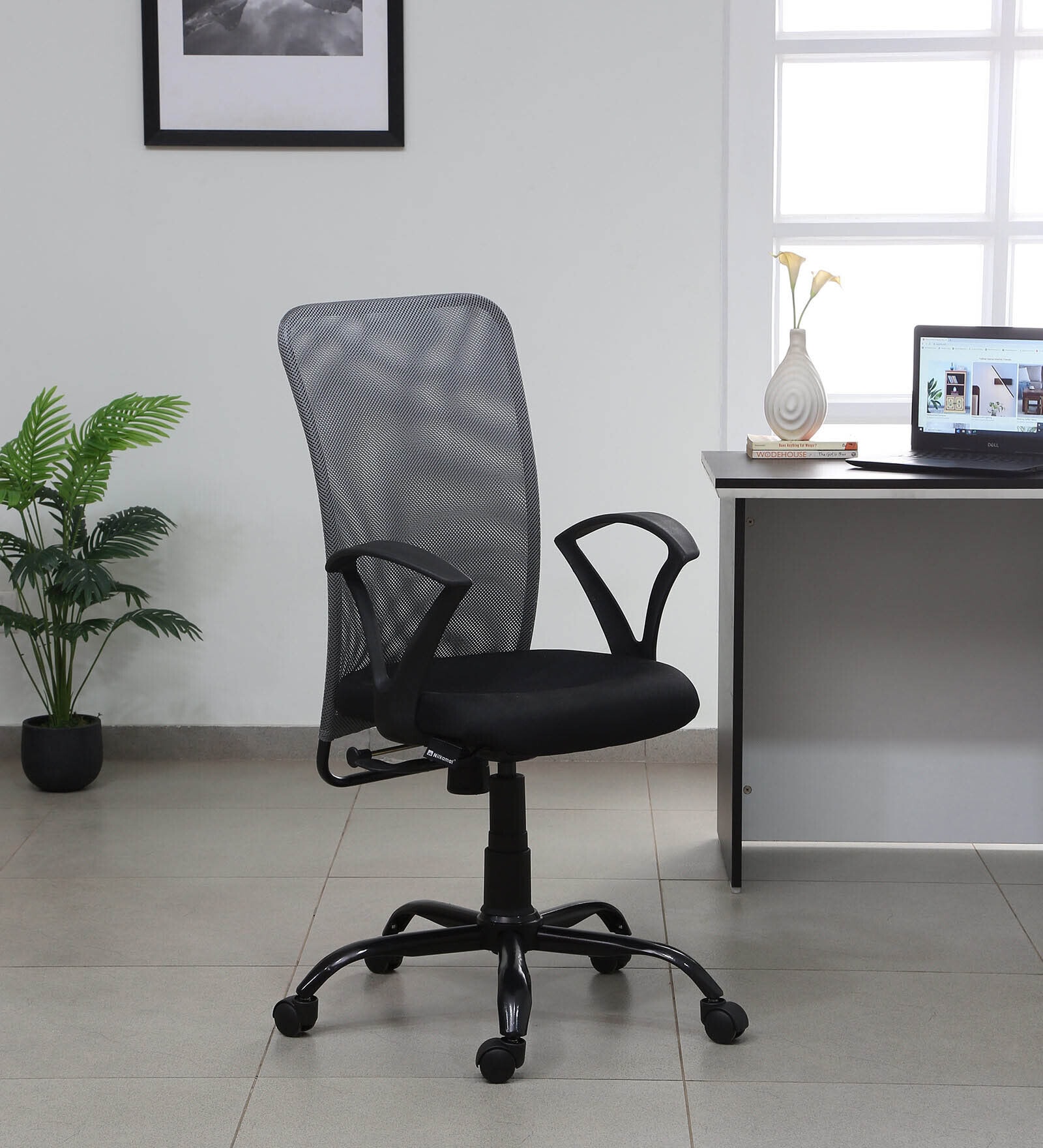 Hanoi Breathable Mesh Ergonomic Chair in Grey & Black Colour