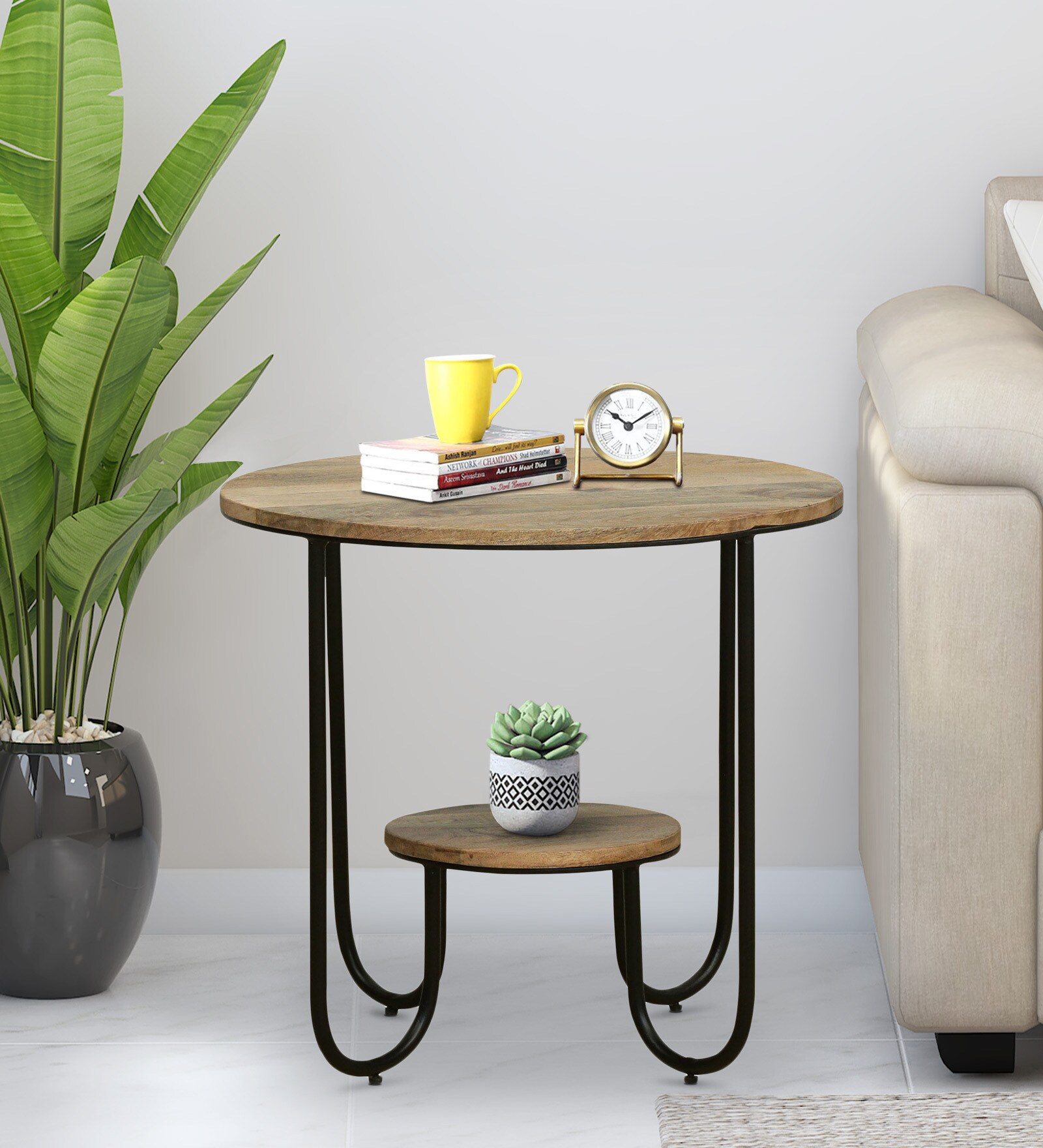 Hansel Metal End Table In Black Colour