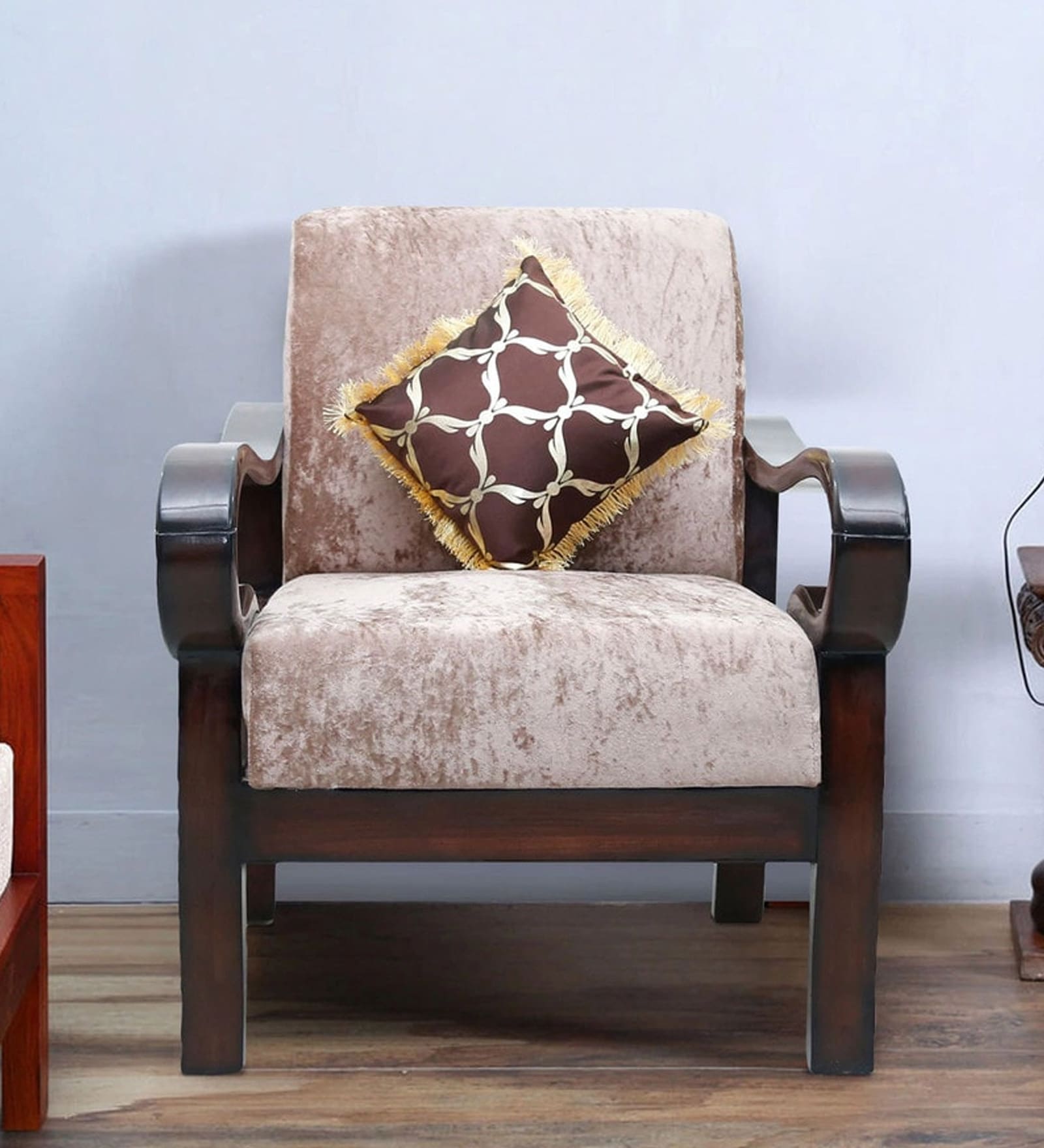 Hapihomes One Seater Sofa in Walnut Finish