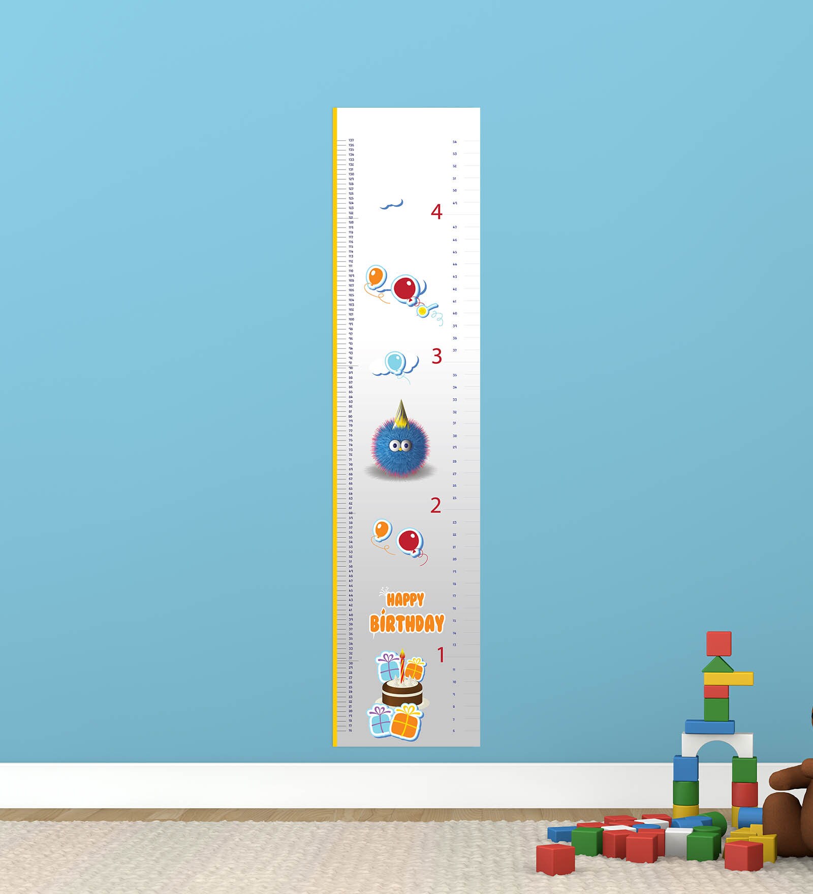 Happy Birthday Wishes Designed Height Chart in Multi-Color