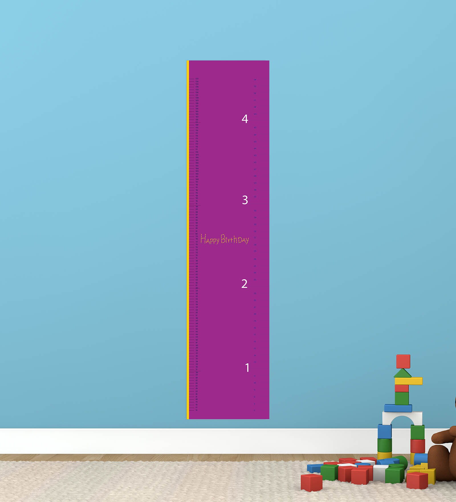 Happy Birthday Wishes Designed Height Chart in Pink