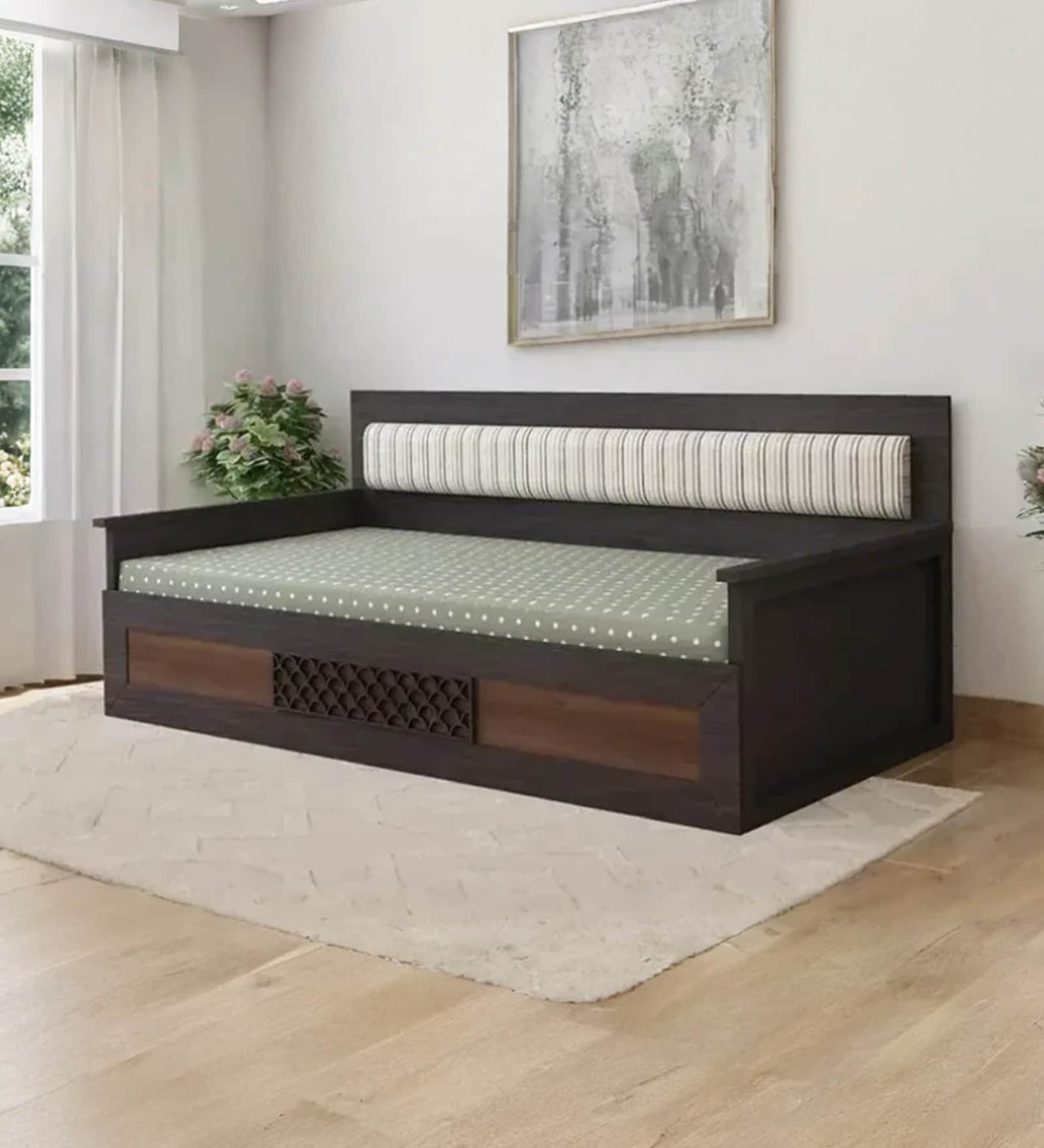 Harborpull-Out Sofa Cum Bed In Brown Color