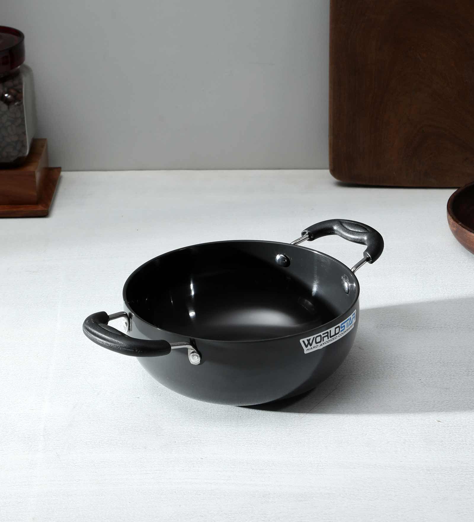 Black  Aluminium 3 Mm Hard Anodized Non-Stick Pots & Handi
