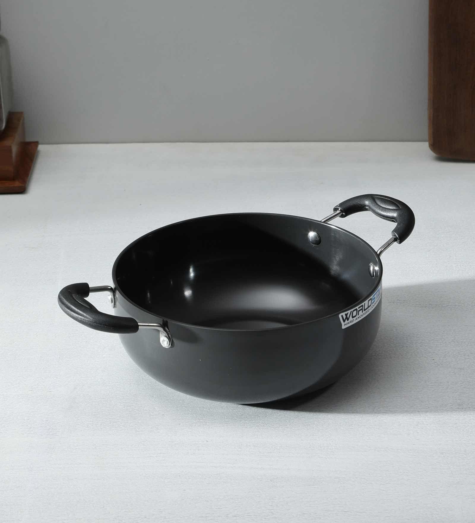 Black  Aluminium 3 Mm Hard Anodized Non-Stick Pots & Handi
