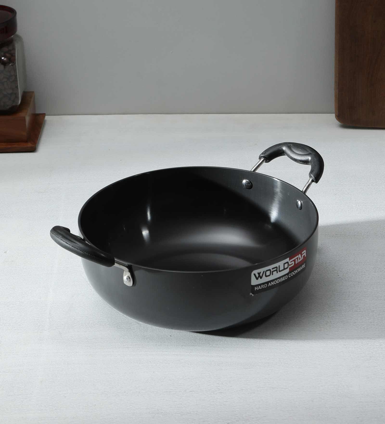 Black  Aluminium 3 Mm Hard Anodized Non-Stick Pots & Handi