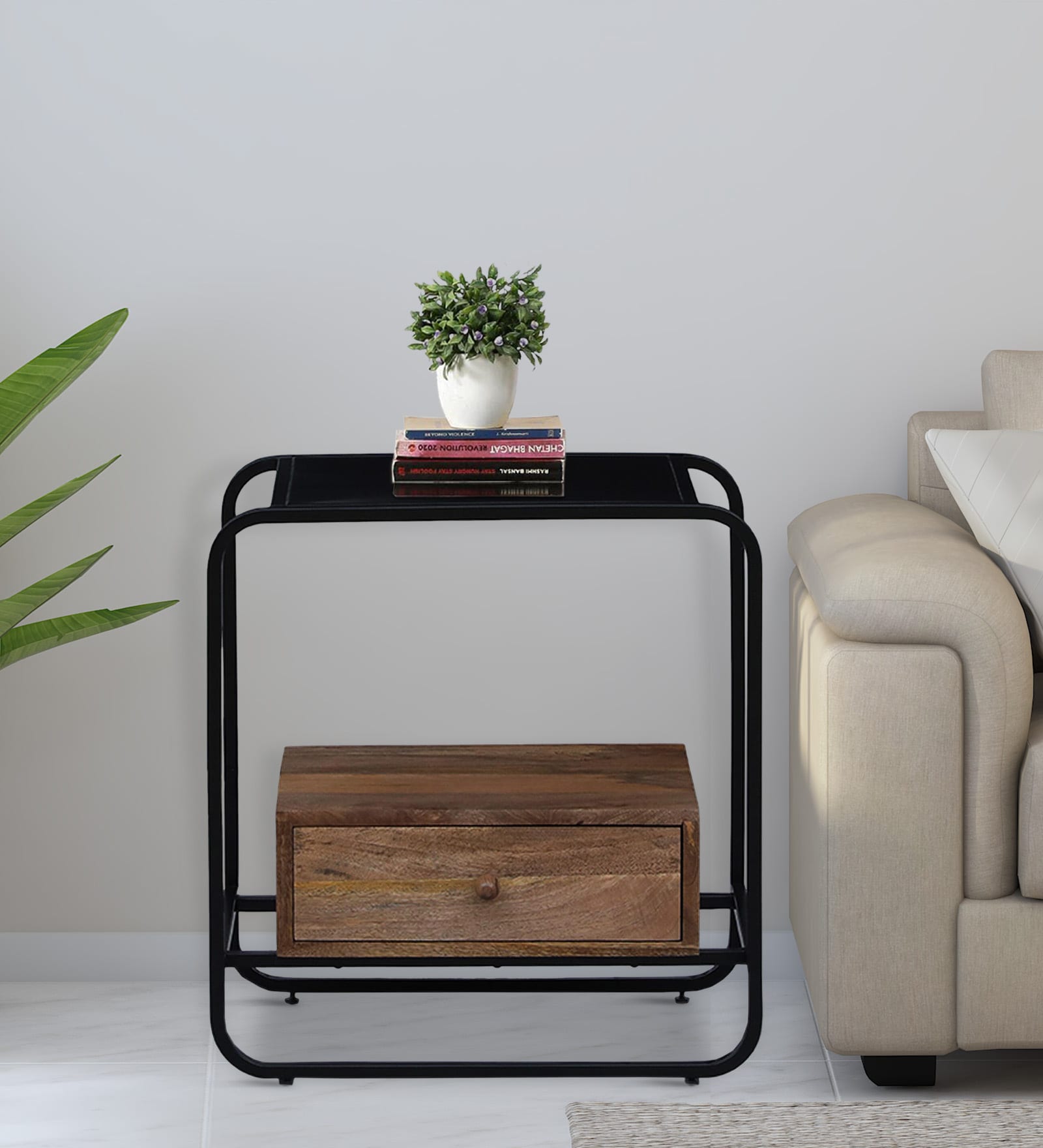 Hargrove Metal End Table In Scratch Resistant Black Colour