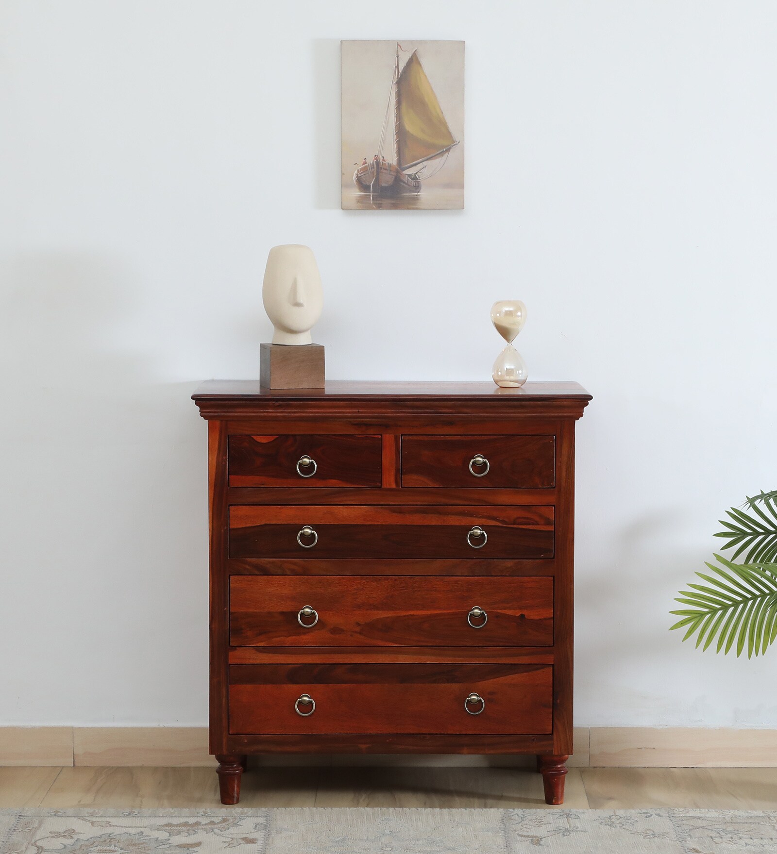 Harleston Sheesham Wood Chest Of Drawers In Scratch Resistant Honey Oak Finish