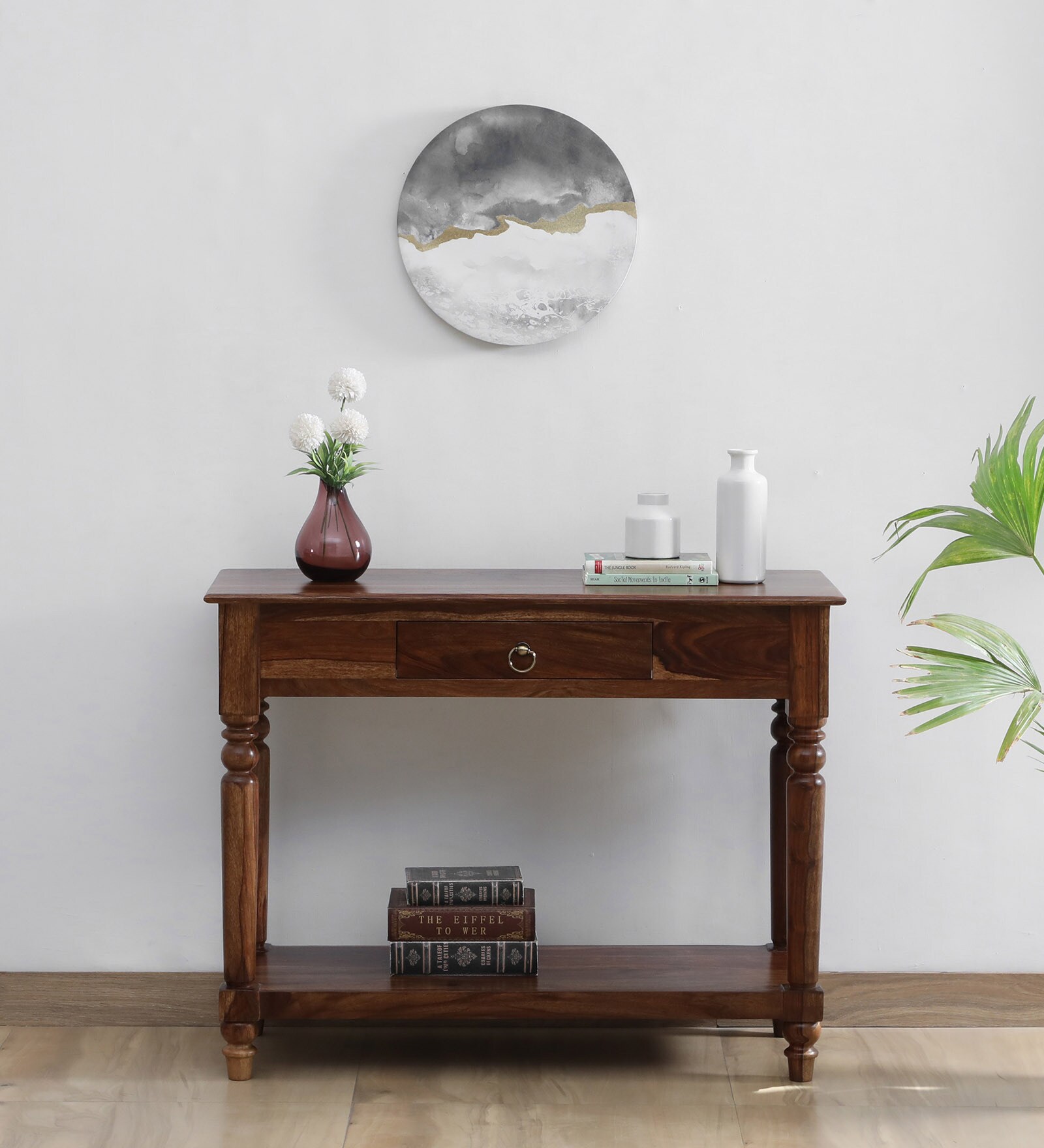 Harleston Sheesham Wood Console Table In Scratch Resistant Provincial Teak Finish