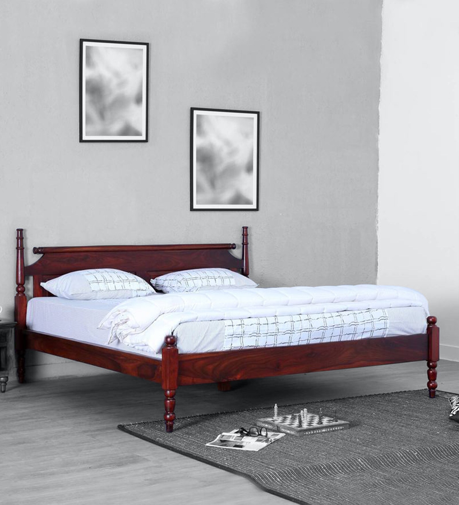 Buy Harleston Sheesham Wood King Size Bed In Honey Oak Finish at 6 OFF