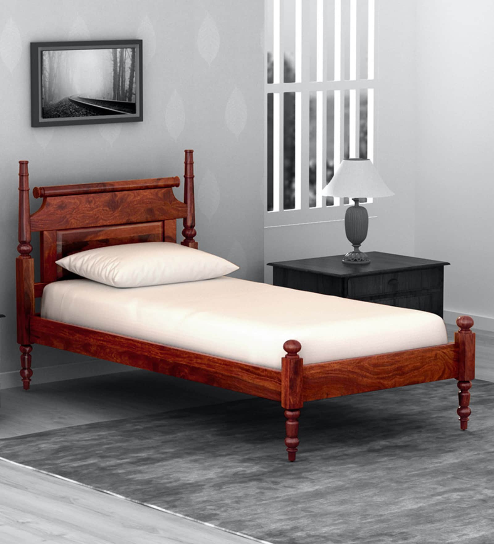 Buy Harleston Solid Wood Single Bed In Honey Oak Finish By Amberville