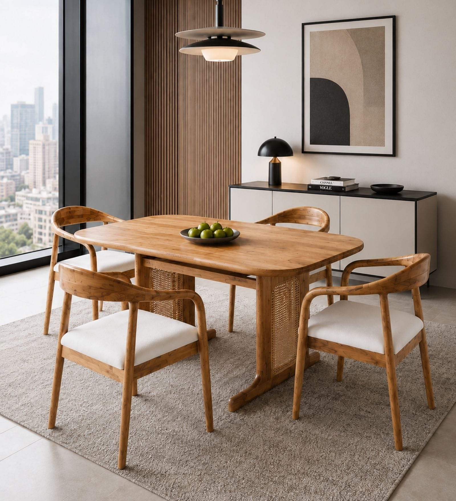 Harmony 4-Seater Dining Table Set In Mango Wood Finish