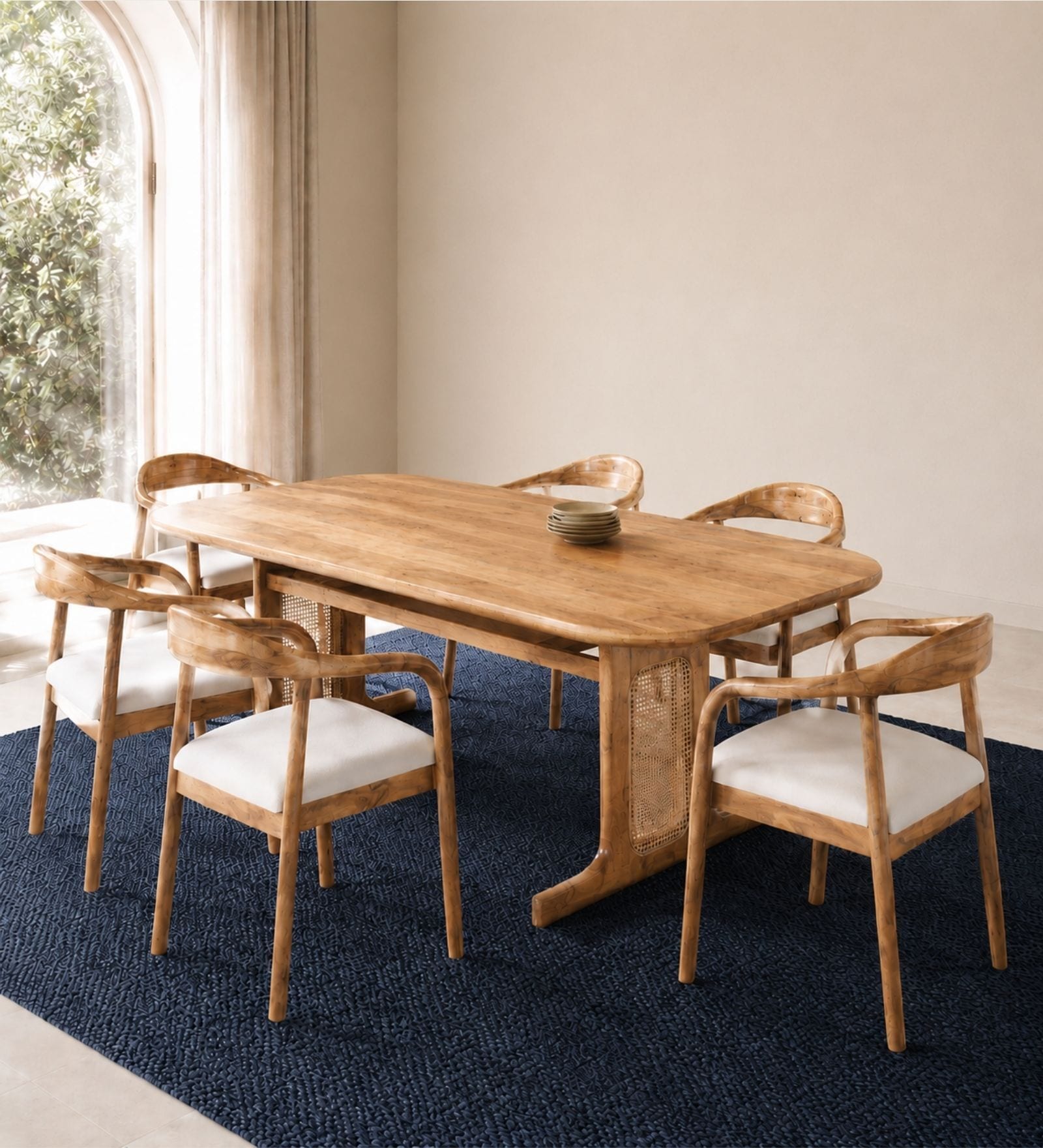 Harmony 6-Seater Dining Table Set In Mango Wood Finish