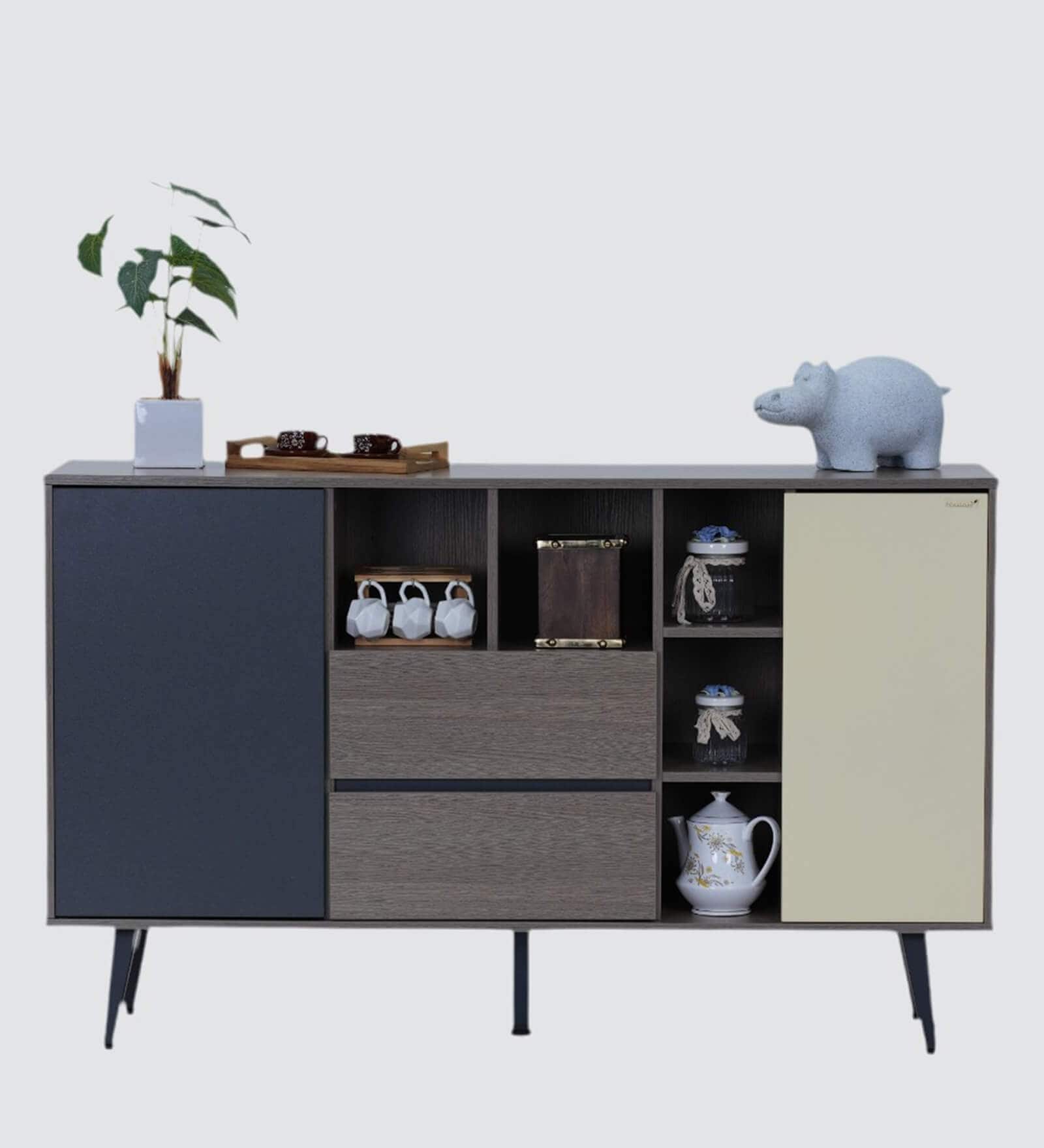 Johor Malaysian Sideboard In Chocolate And Grey Finish