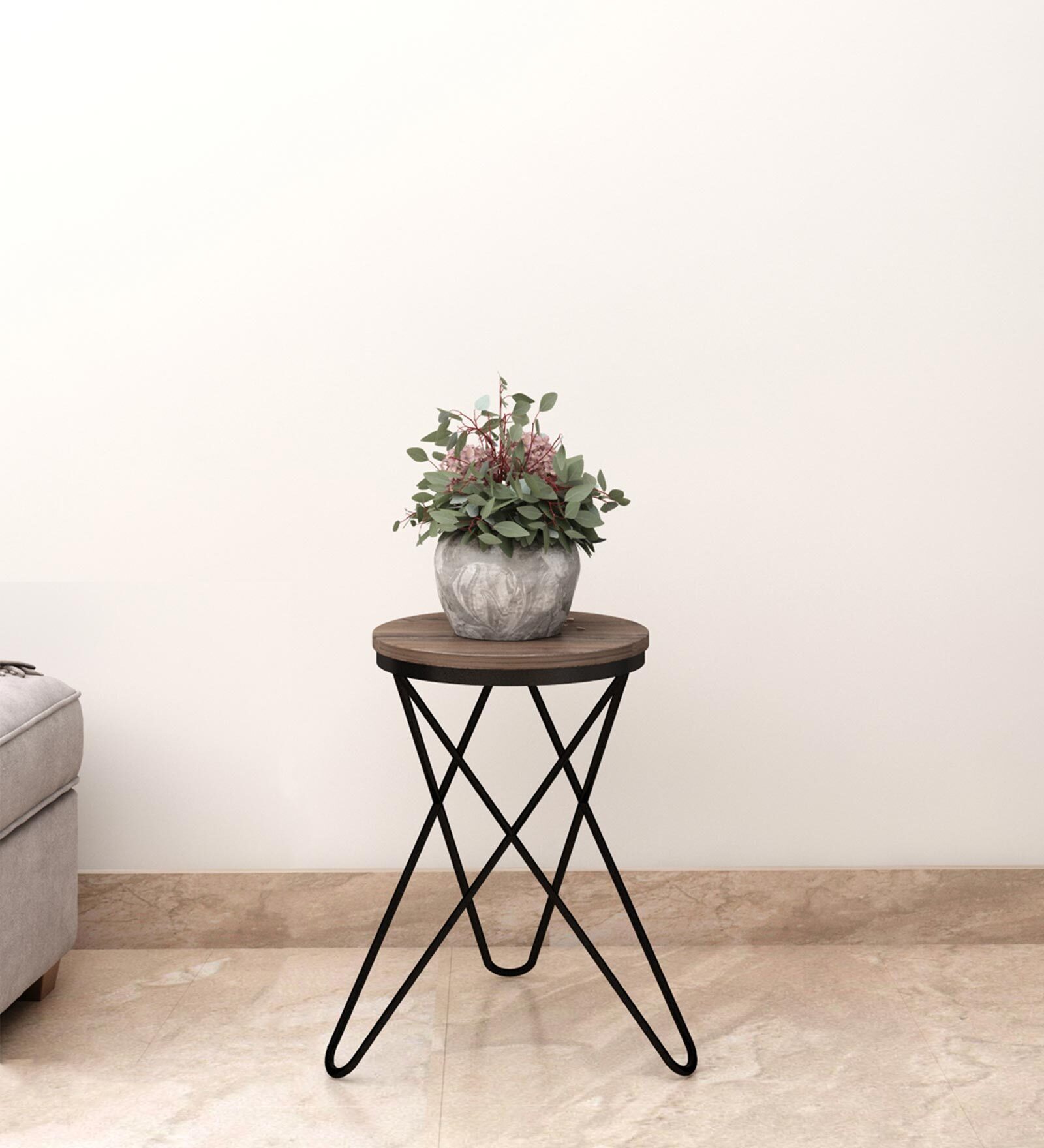 Harper End Table In Virgin Oak & Black Color Finish