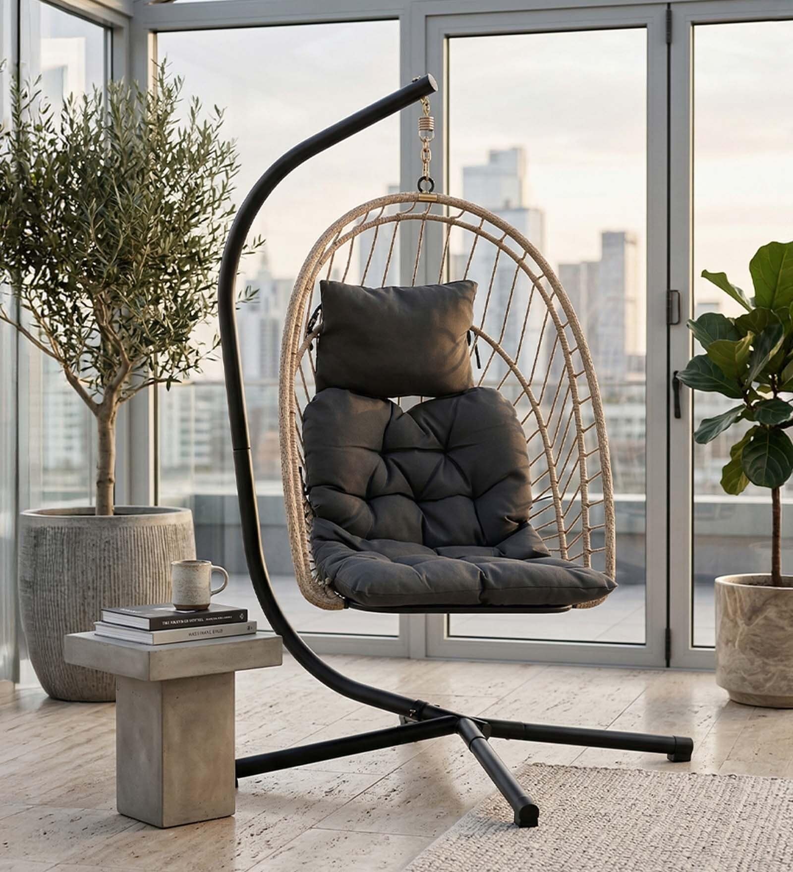 Harper Swing 1 Seater In Grey Colour